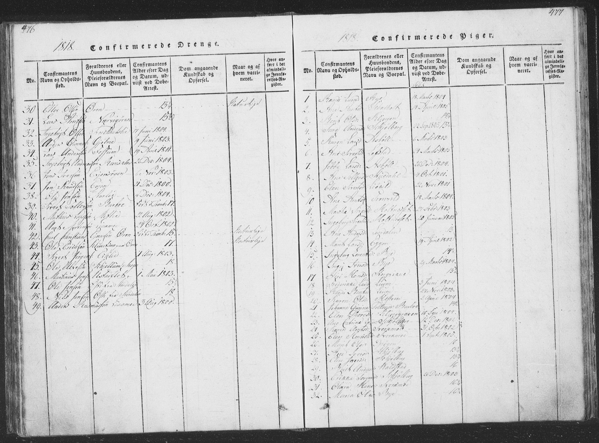 Ministerialprotokoller, klokkerbøker og fødselsregistre - Sør-Trøndelag, SAT/A-1456/668/L0816: Parish register (copy) no. 668C05, 1816-1893, p. 476-477