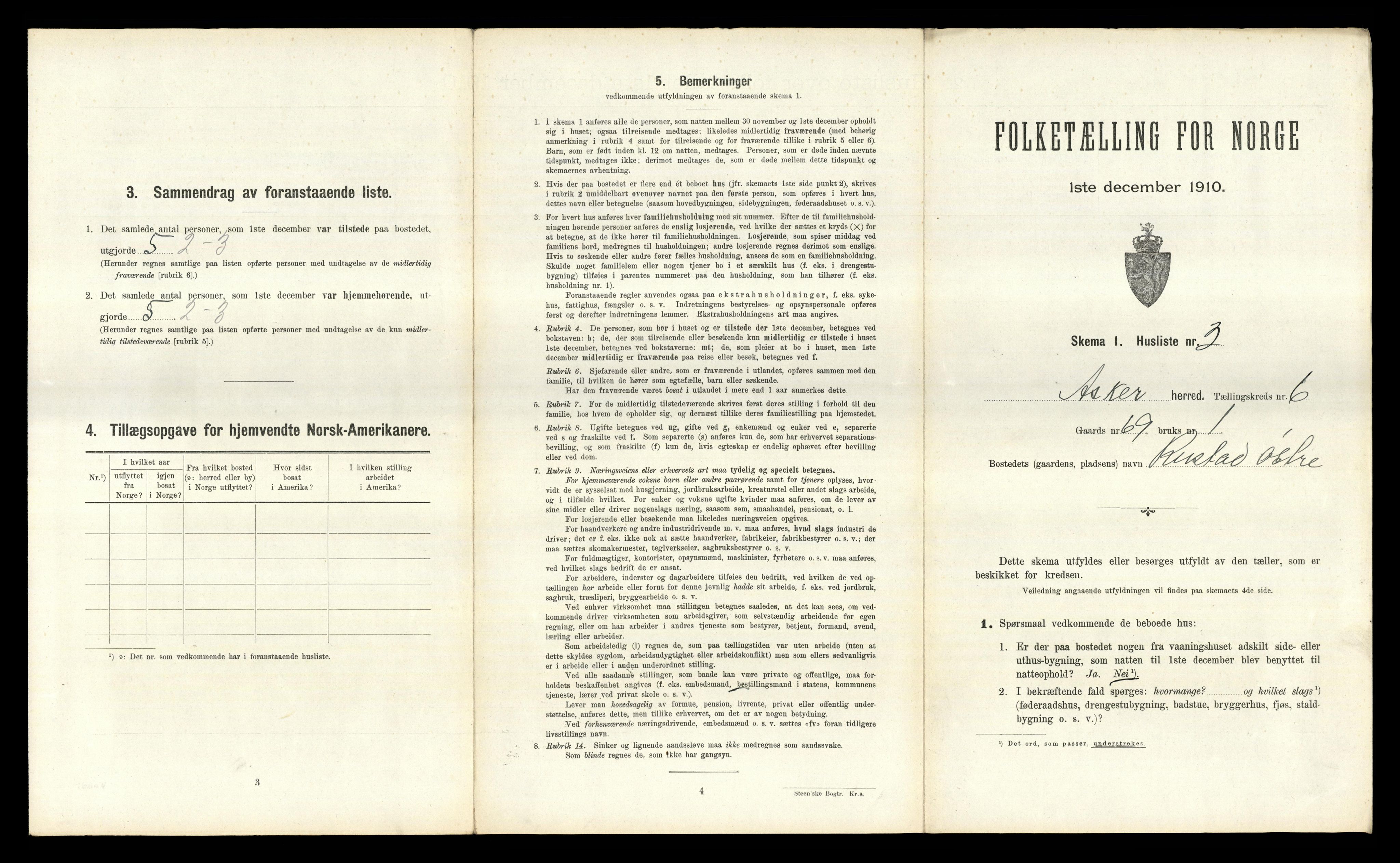 RA, 1910 census for Asker, 1910, p. 1444