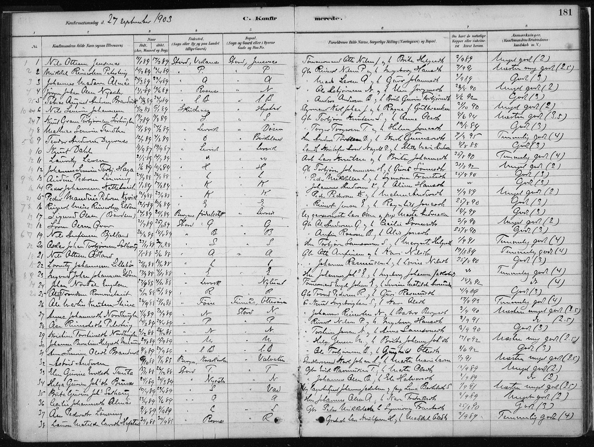 Stord sokneprestembete, SAB/A-78201/H/Haa: Parish register (official) no. B 2, 1878-1913, p. 181