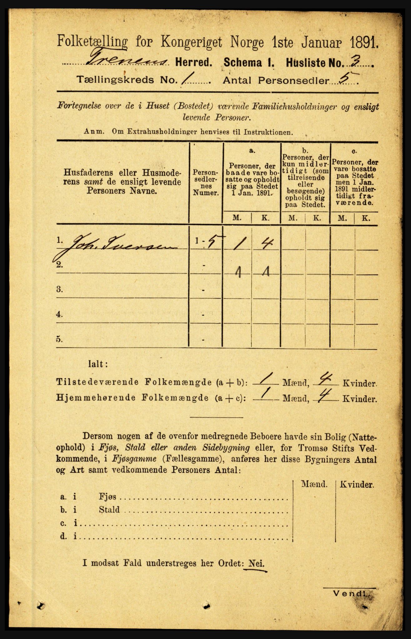 RA, 1891 census for 1835 Træna, 1891, p. 11