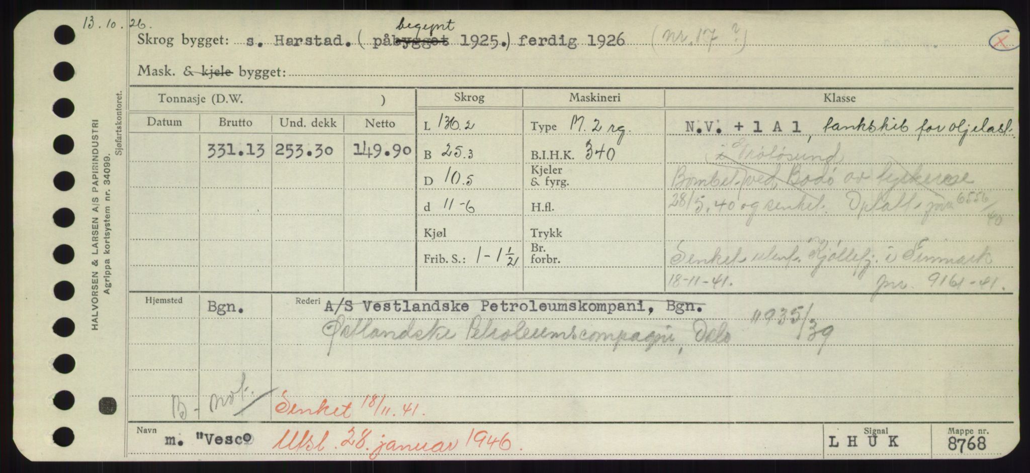 Sjøfartsdirektoratet med forløpere, Skipsmålingen, RA/S-1627/H/Hd/L0040: Fartøy, U-Ve, p. 531