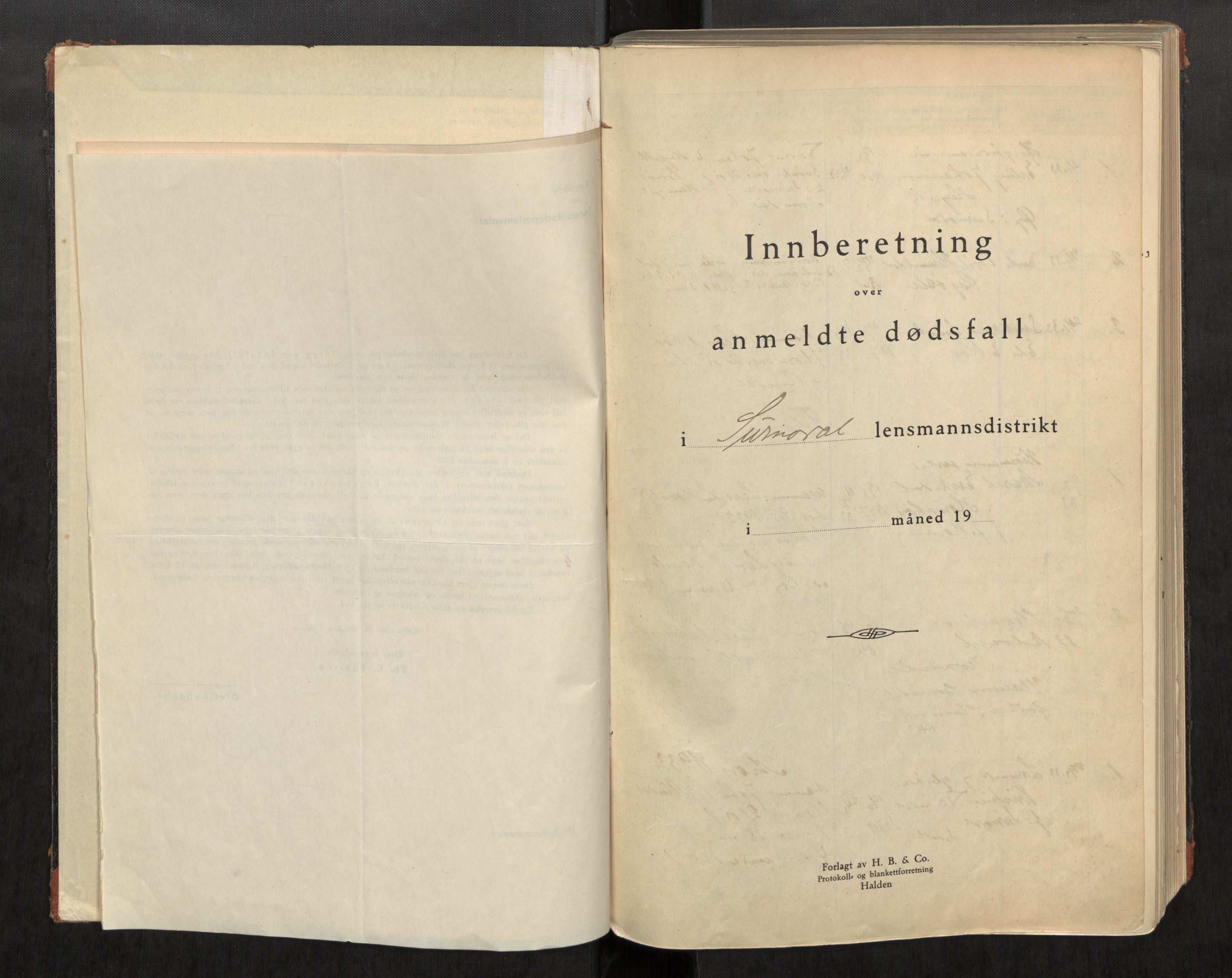 Surnadal lensmannskontor, AV/SAT-A-6438/Ga/L0002: Dødsfallsprotokoll, 1933-1947