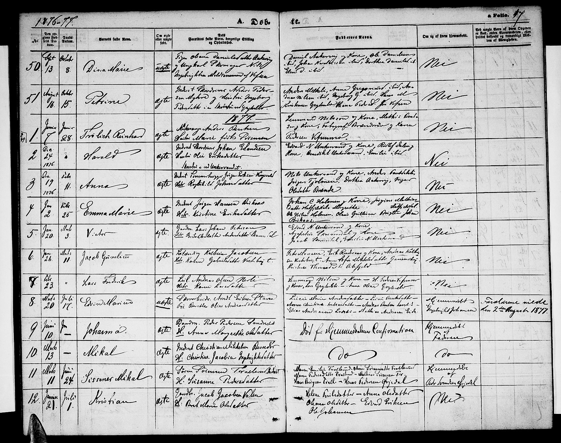 Ministerialprotokoller, klokkerbøker og fødselsregistre - Nordland, AV/SAT-A-1459/823/L0329: Parish register (copy) no. 823C01, 1865-1878, p. 47