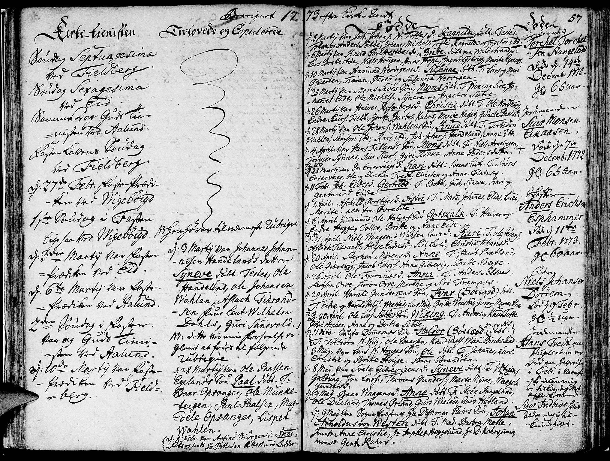 Fjelberg sokneprestembete, SAB/A-75201/H/Haa: Parish register (official) no. A 2, 1760-1788, p. 57