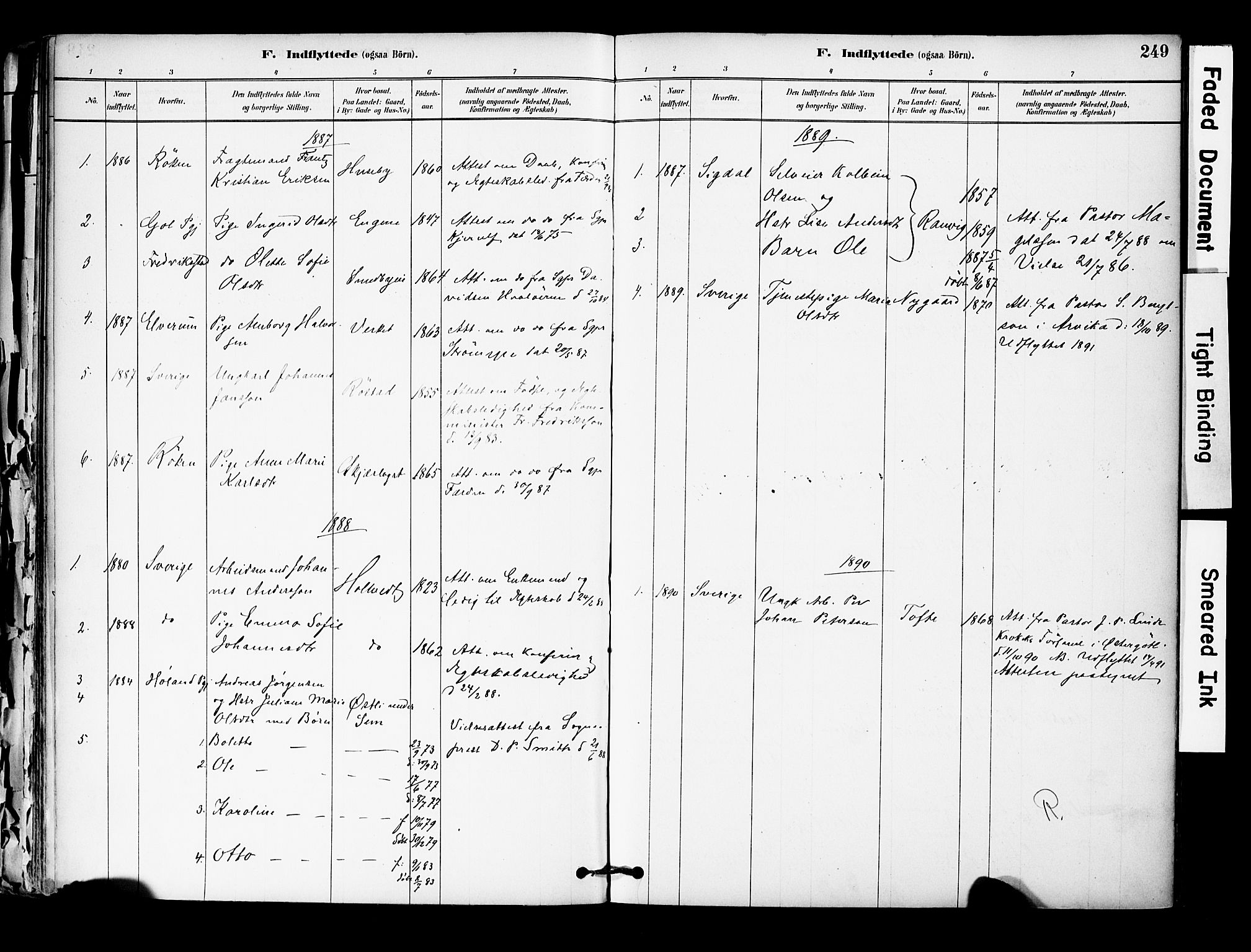 Hurum kirkebøker, SAKO/A-229/F/Fa/L0014: Parish register (official) no. 14, 1882-1895, p. 249