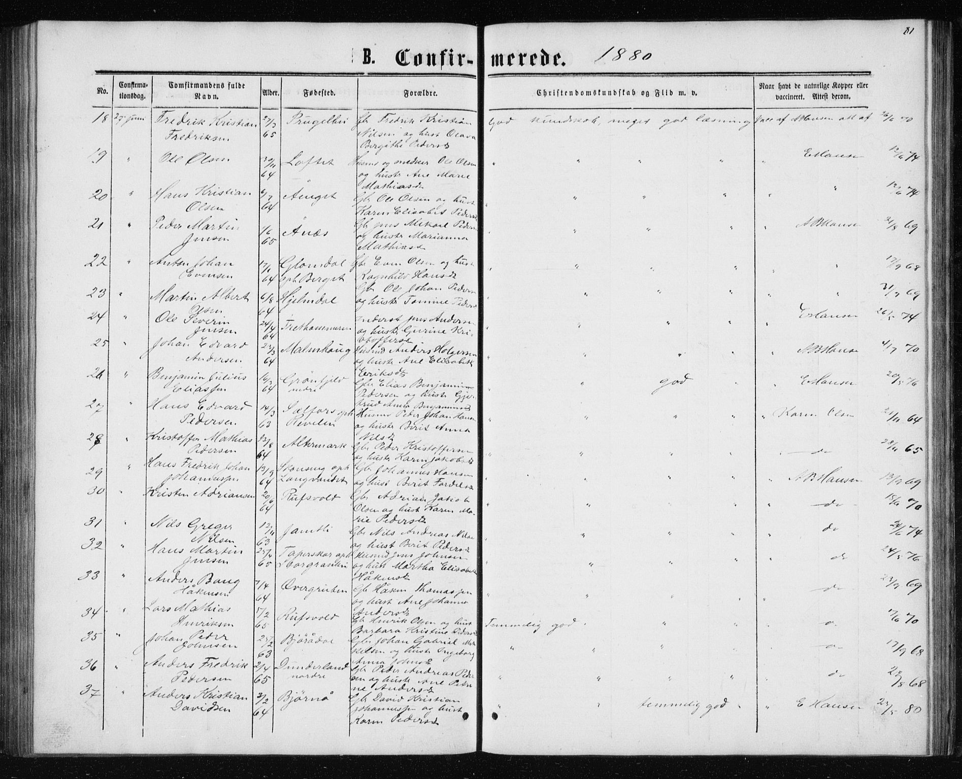 Ministerialprotokoller, klokkerbøker og fødselsregistre - Nordland, AV/SAT-A-1459/827/L0416: Parish register (copy) no. 827C05, 1865-1886, p. 81