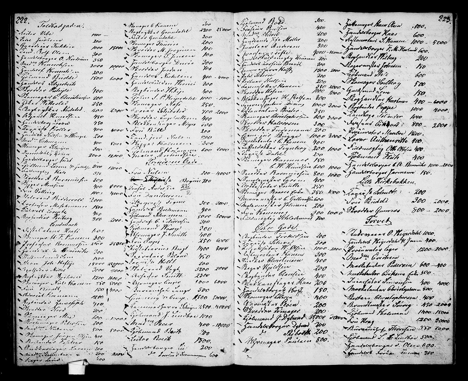 Oslo domkirke Kirkebøker, SAO/A-10752/G/Ga/L0003: Parish register (copy) no. 3, 1823-1825, p. 222-223