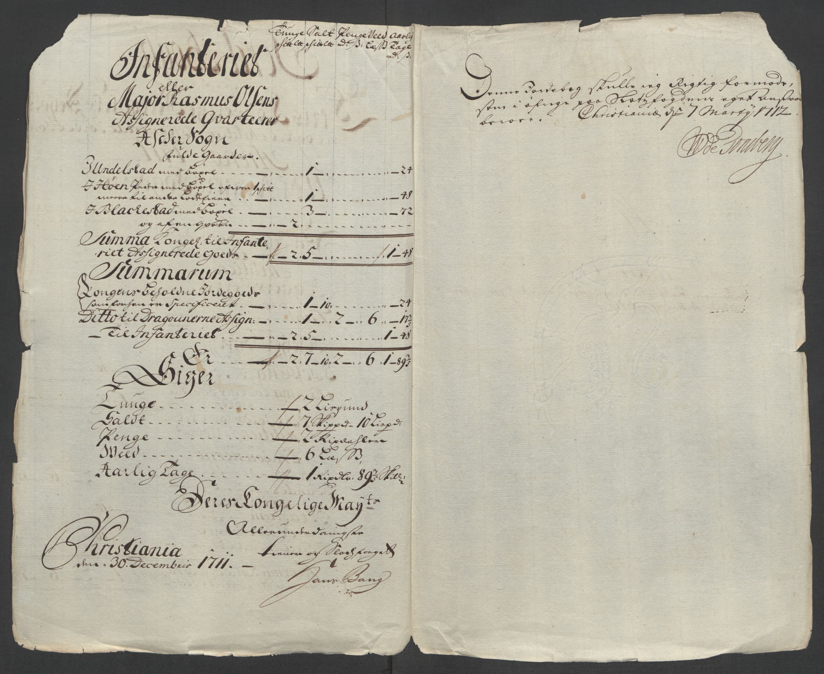 Rentekammeret inntil 1814, Reviderte regnskaper, Fogderegnskap, AV/RA-EA-4092/R10/L0448: Fogderegnskap Aker og Follo, 1710-1711, p. 202