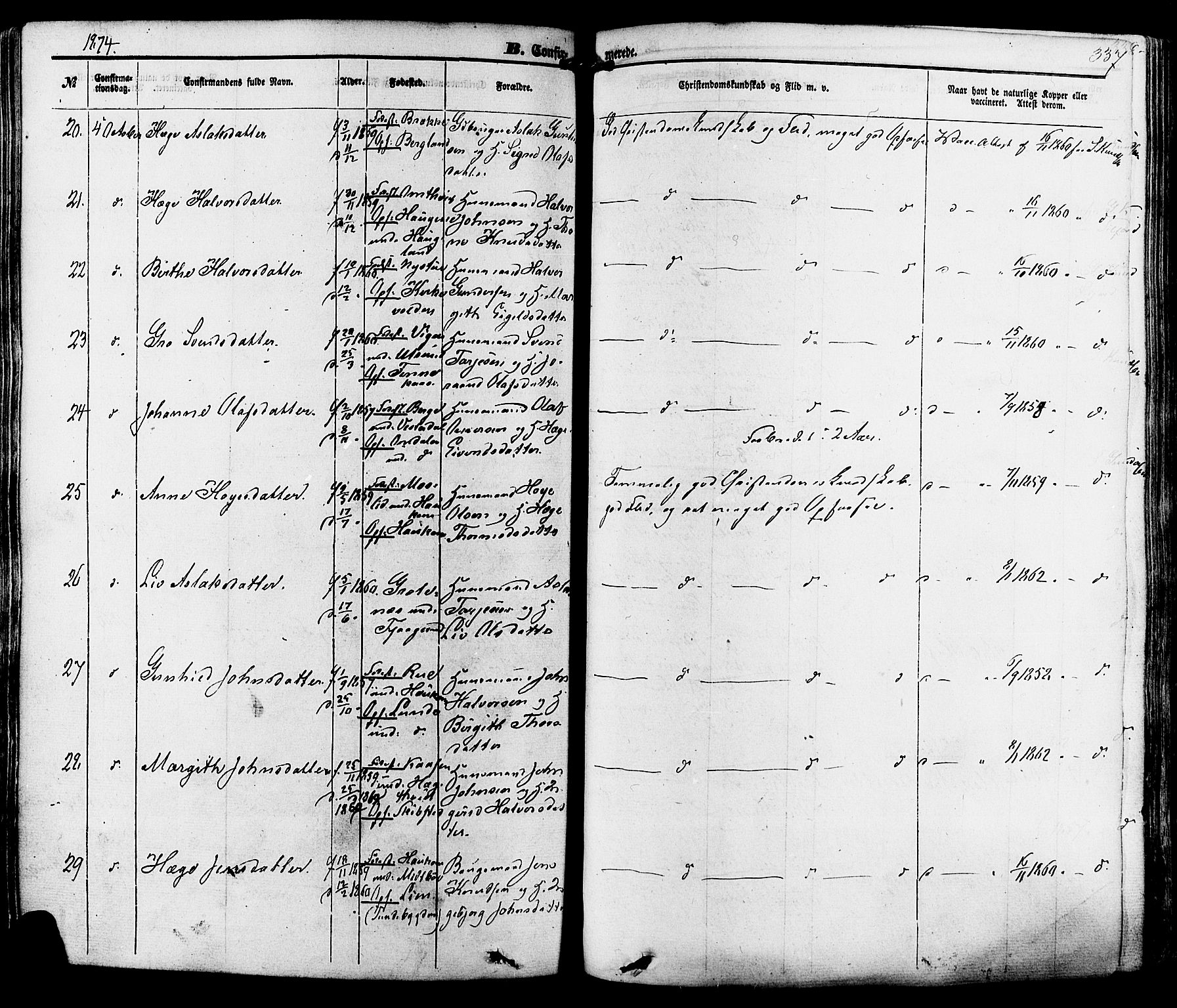 Kviteseid kirkebøker, AV/SAKO-A-276/F/Fa/L0007: Parish register (official) no. I 7, 1859-1881, p. 337