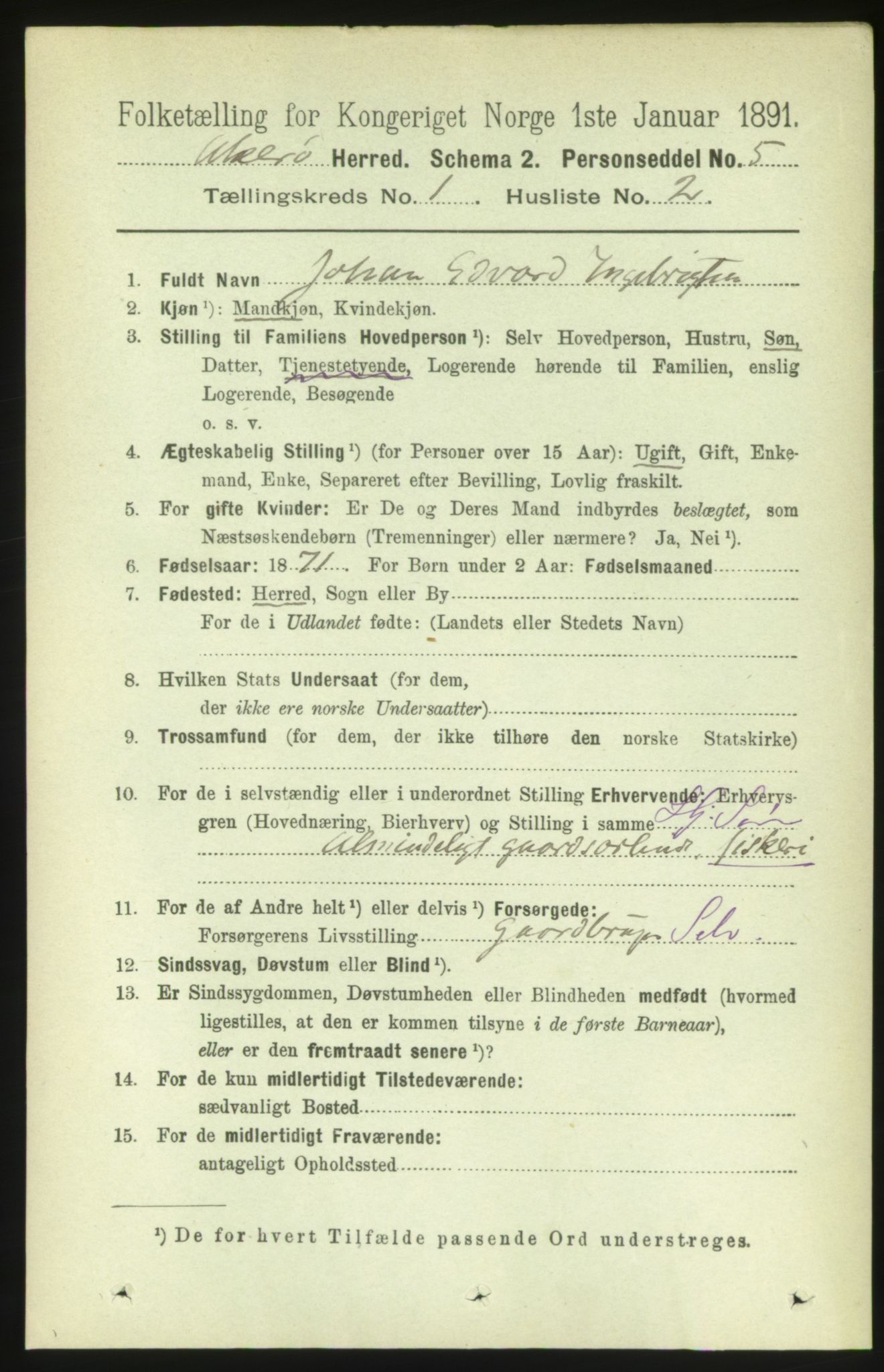 RA, 1891 census for 1545 Aukra, 1891, p. 106