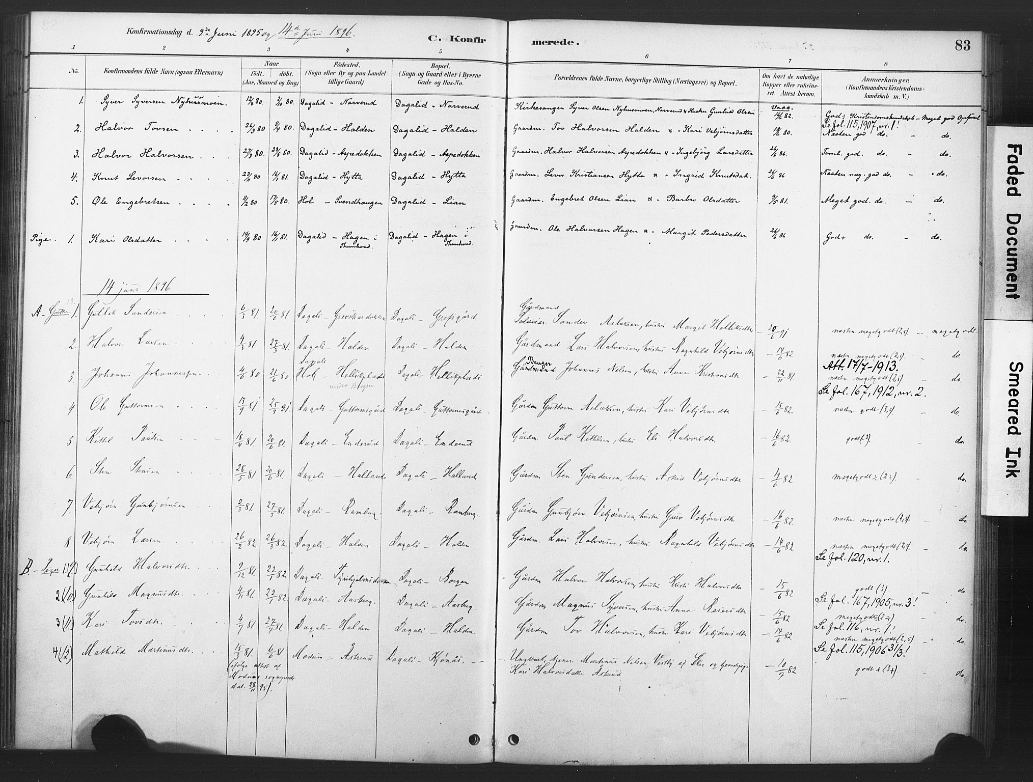 Nore kirkebøker, AV/SAKO-A-238/F/Fd/L0001: Parish register (official) no. IV 1, 1878-1918, p. 83