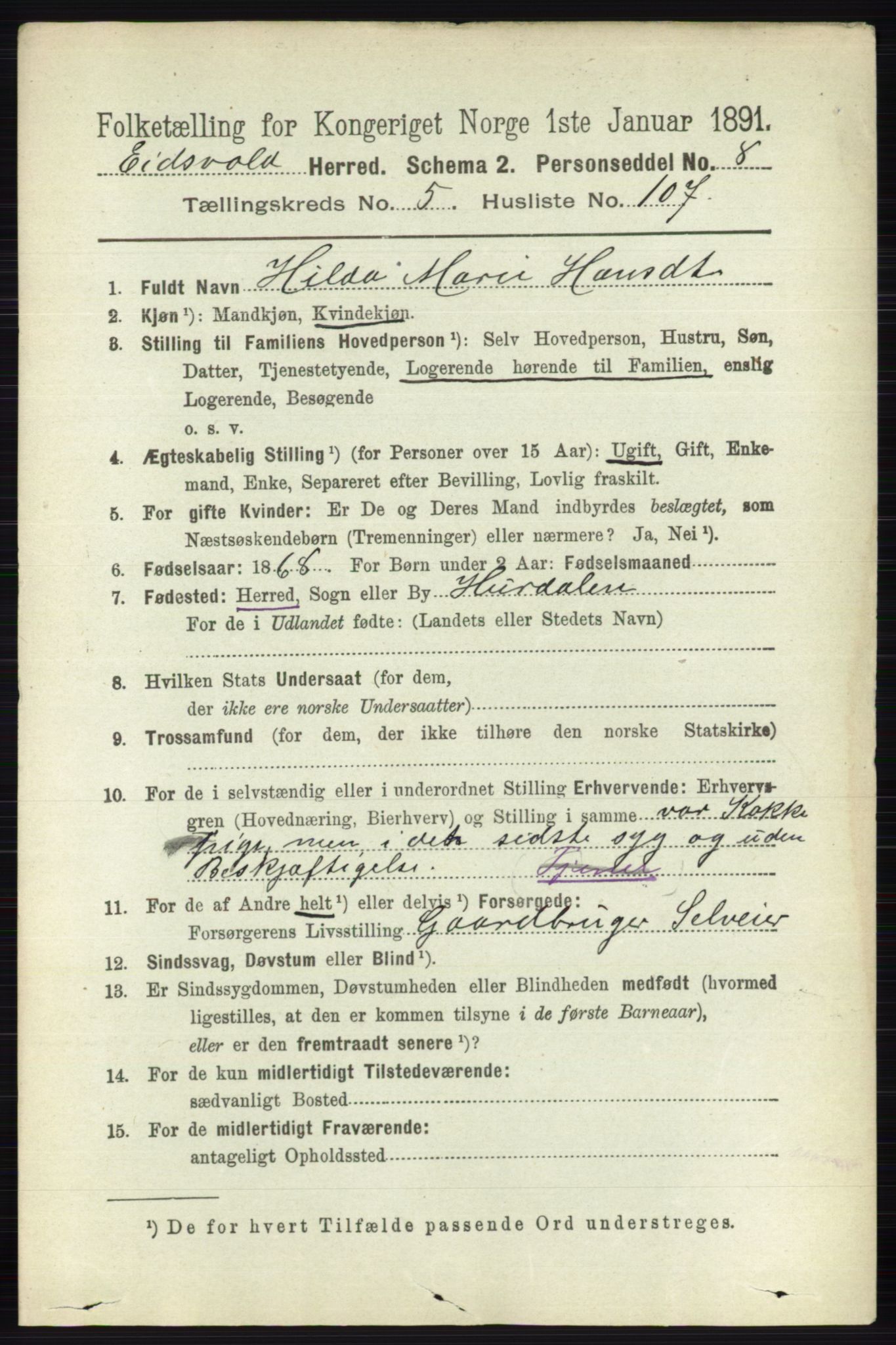 RA, 1891 census for 0237 Eidsvoll, 1891, p. 3655