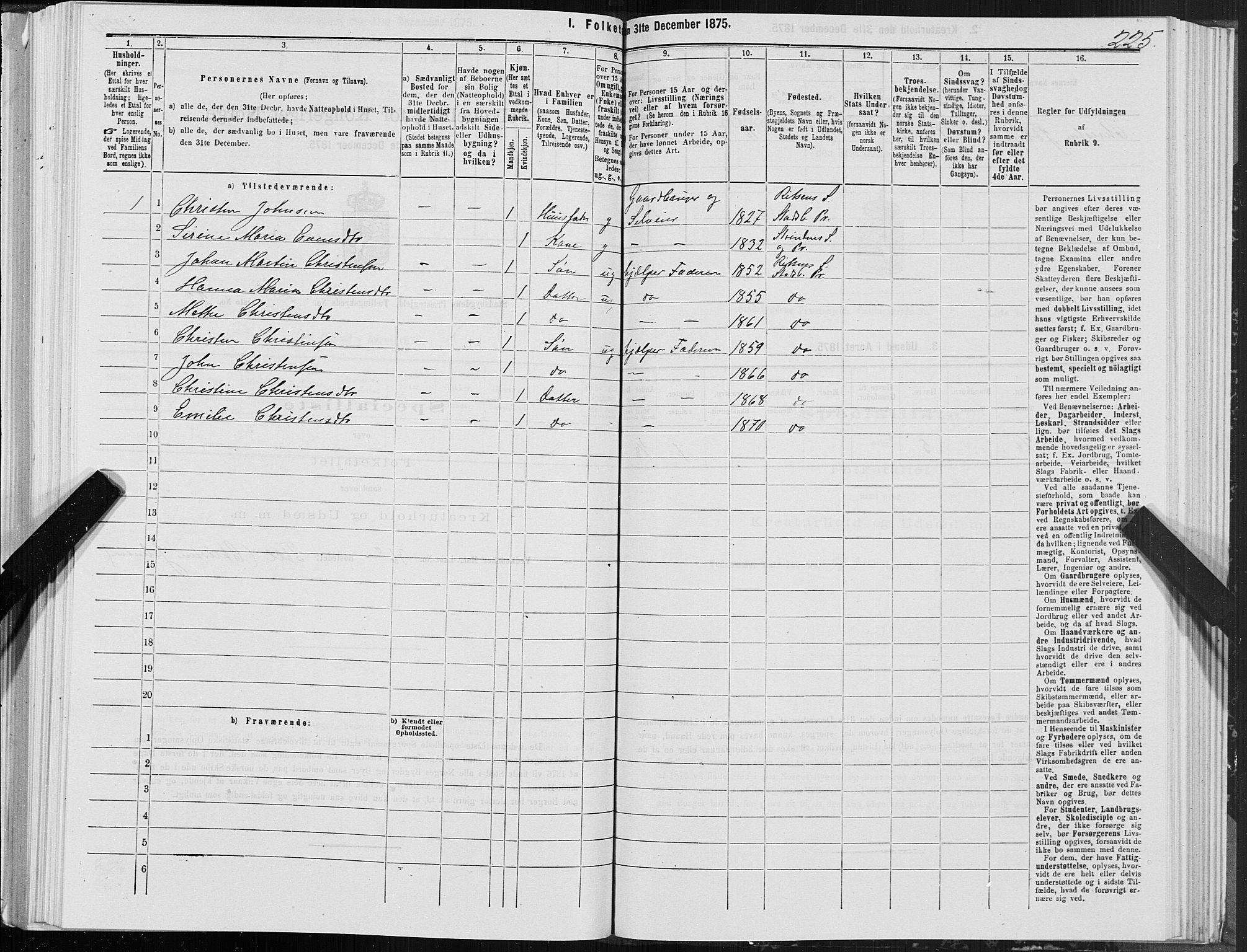 SAT, 1875 census for 1625P Stadsbygd, 1875, p. 4225