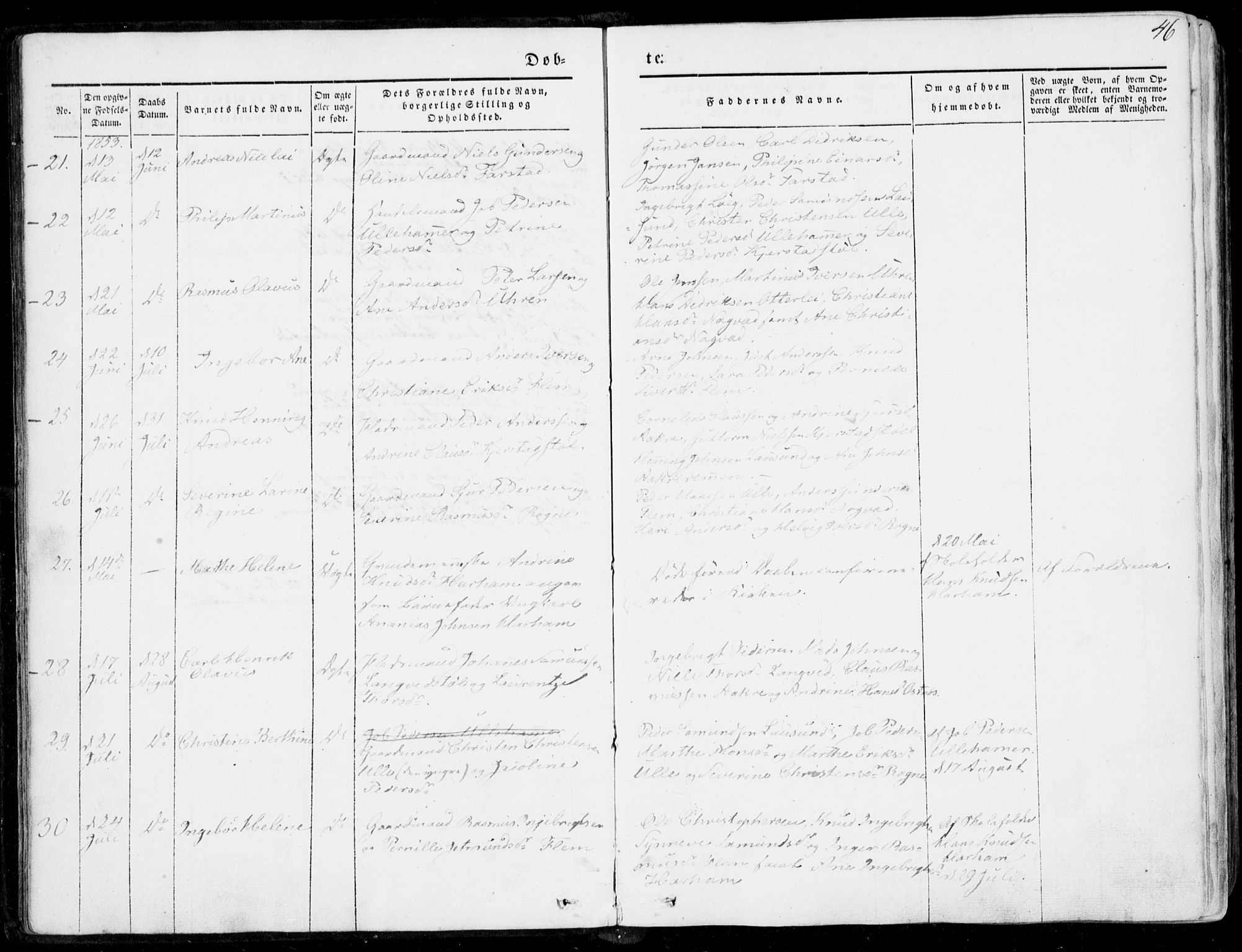 Ministerialprotokoller, klokkerbøker og fødselsregistre - Møre og Romsdal, AV/SAT-A-1454/536/L0497: Parish register (official) no. 536A06, 1845-1865, p. 46