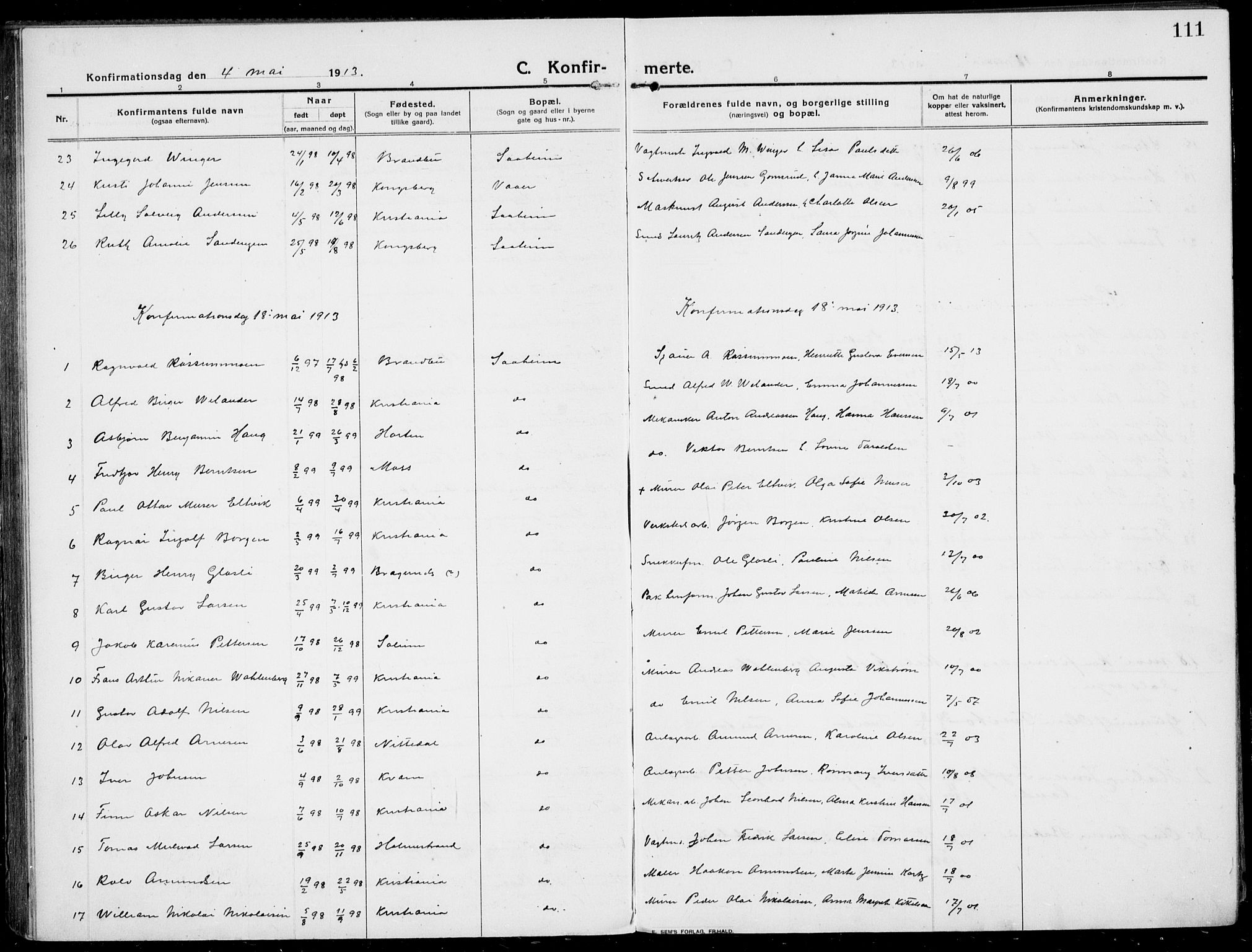 Rjukan kirkebøker, SAKO/A-294/F/Fa/L0002: Parish register (official) no. 2, 1912-1917, p. 111