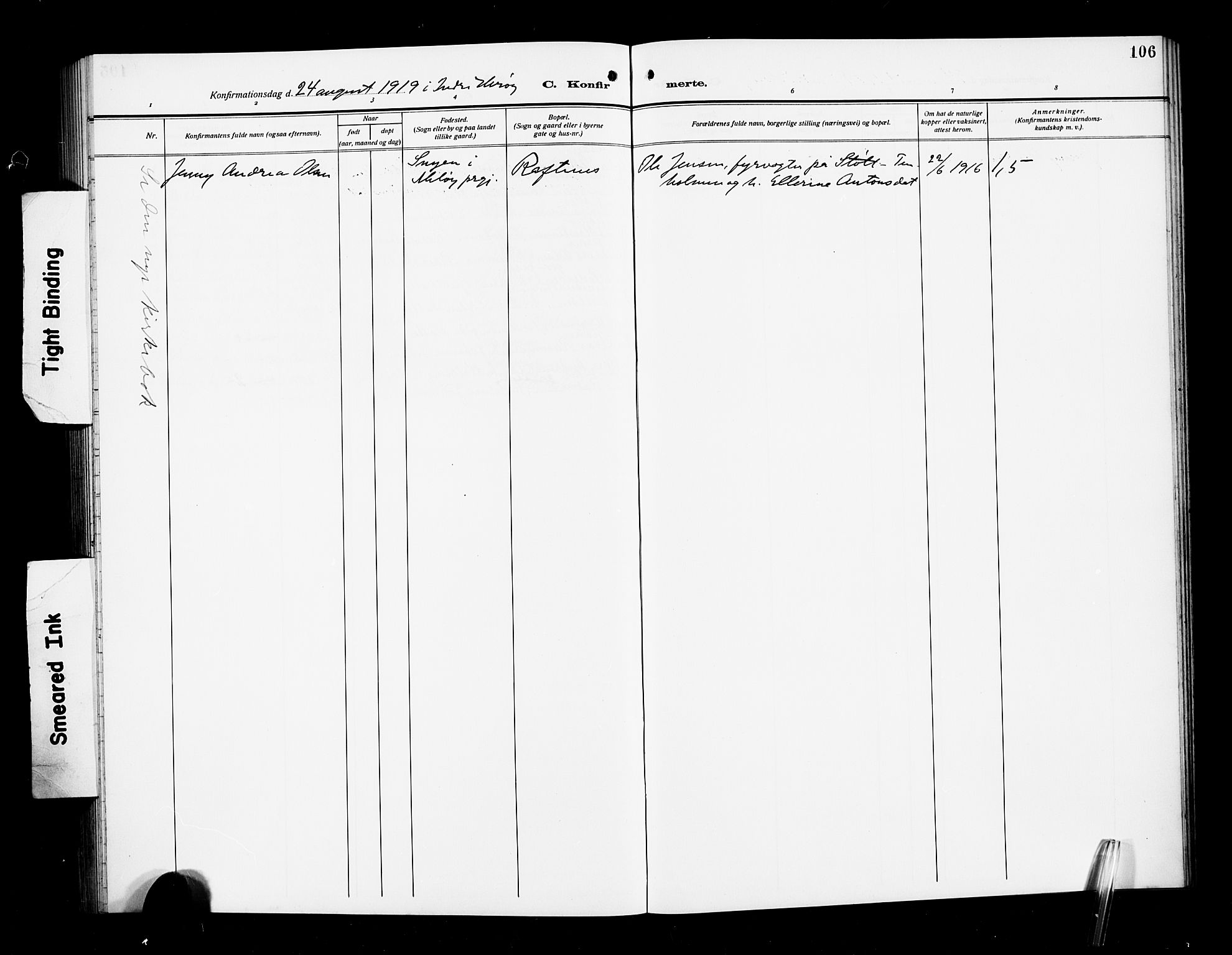 Ministerialprotokoller, klokkerbøker og fødselsregistre - Møre og Romsdal, AV/SAT-A-1454/507/L0083: Parish register (copy) no. 507C06, 1912-1919, p. 106