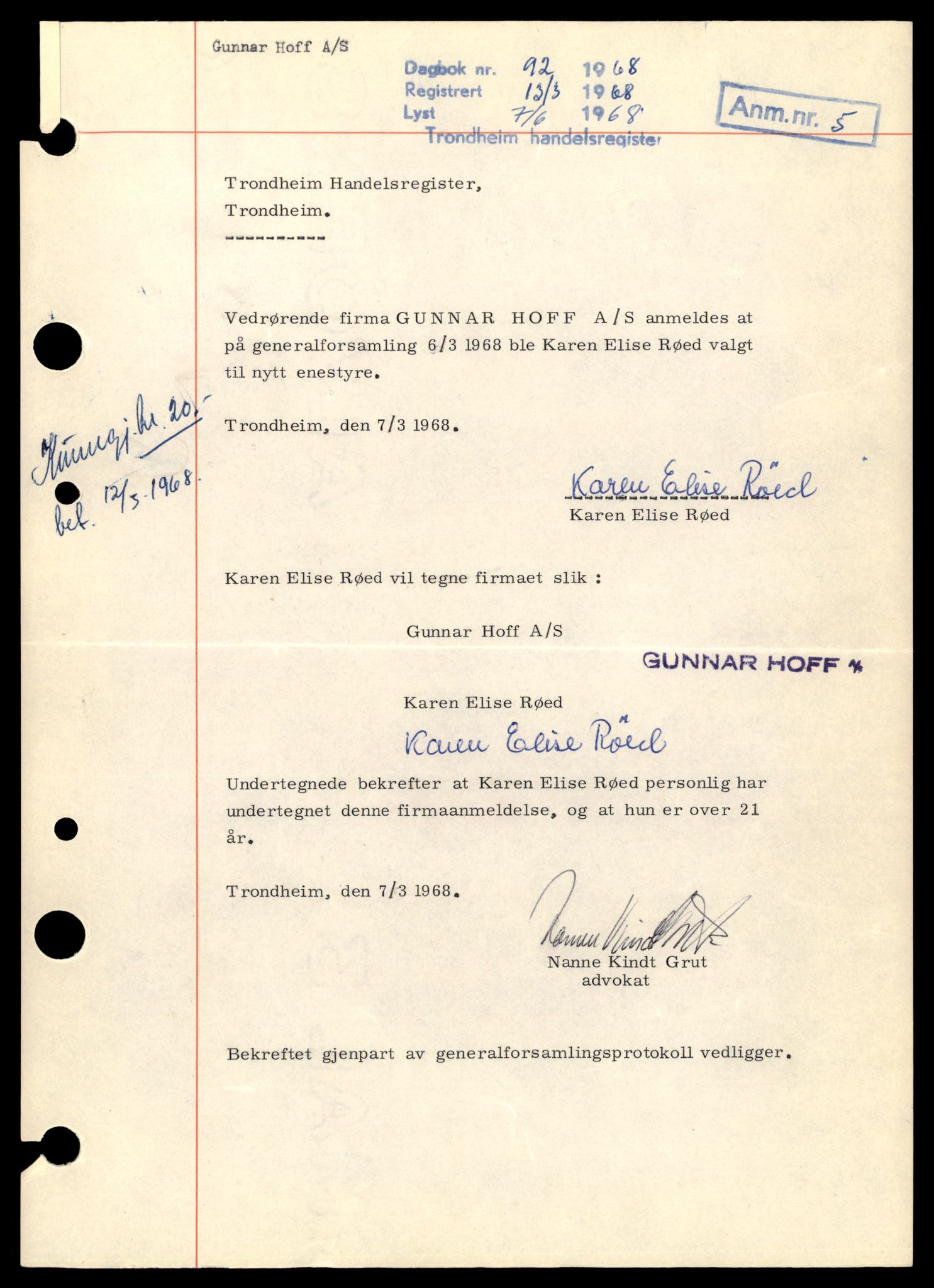 Trondheim byfogd, AV/SAT-A-0003/2/J/Jd/Jdd/L0023: Aksjeselskap, Ho-Hu, 1944-1990, p. 11