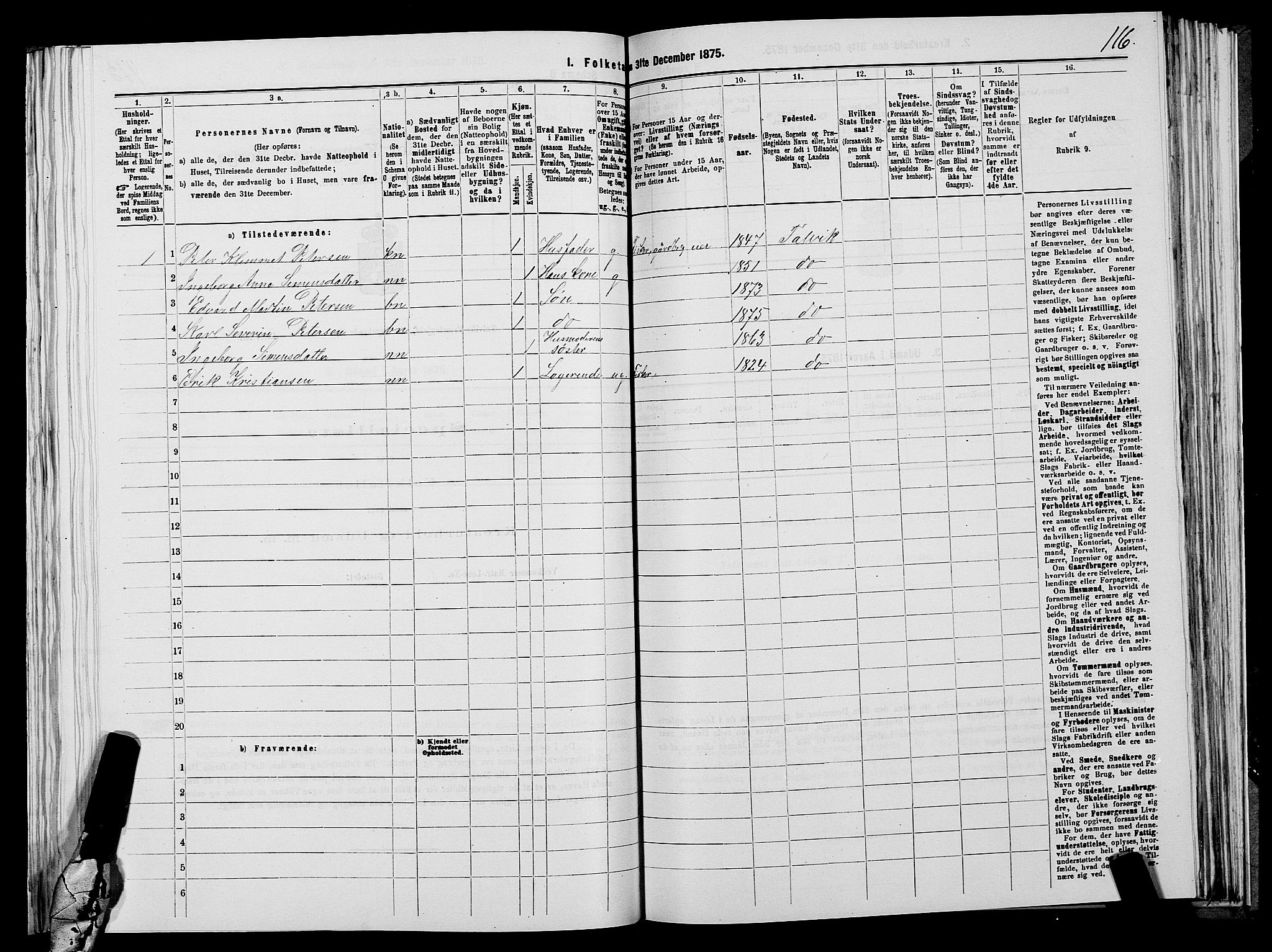 SATØ, 1875 census for 2013P Talvik, 1875, p. 1116