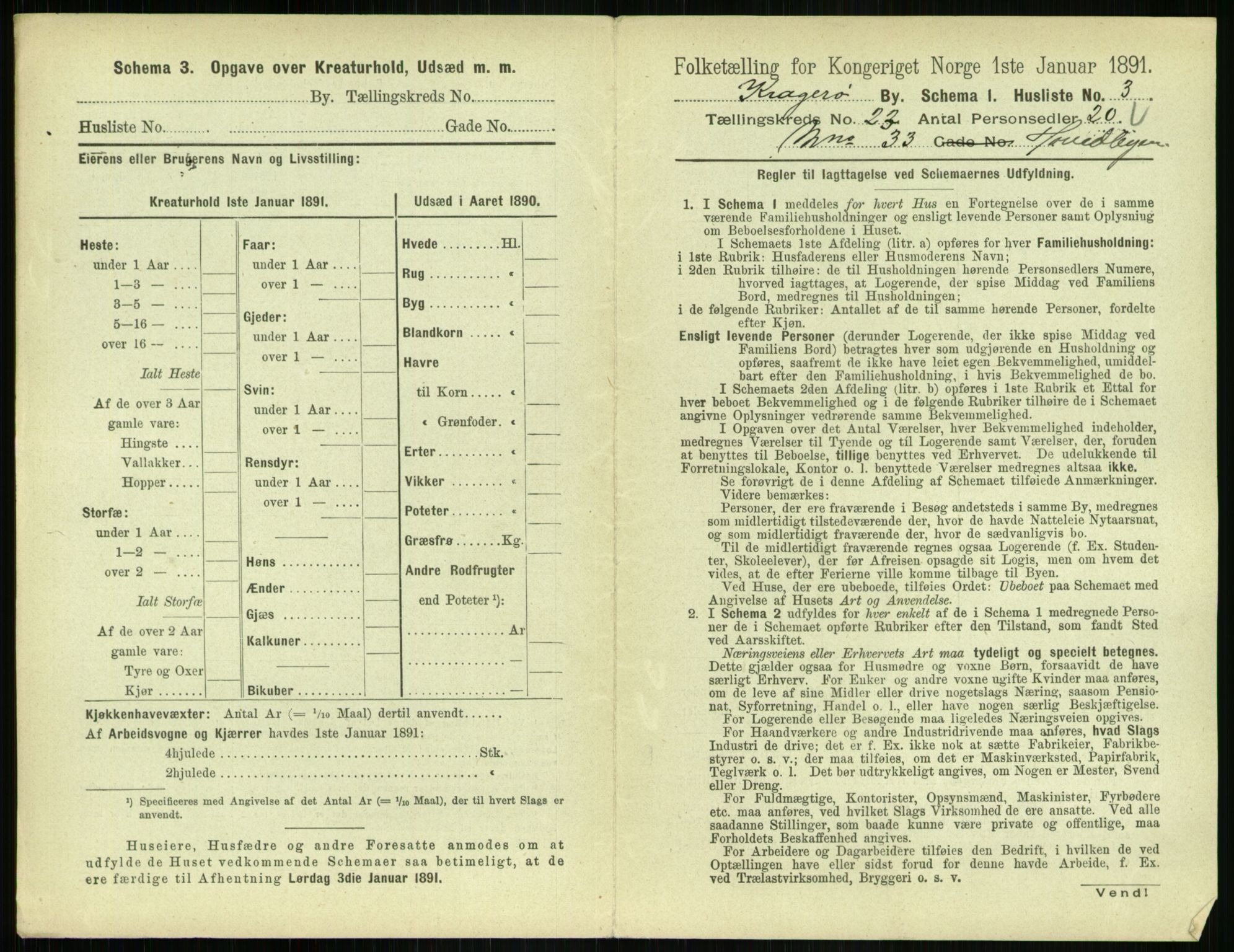 RA, 1891 census for 0801 Kragerø, 1891, p. 888