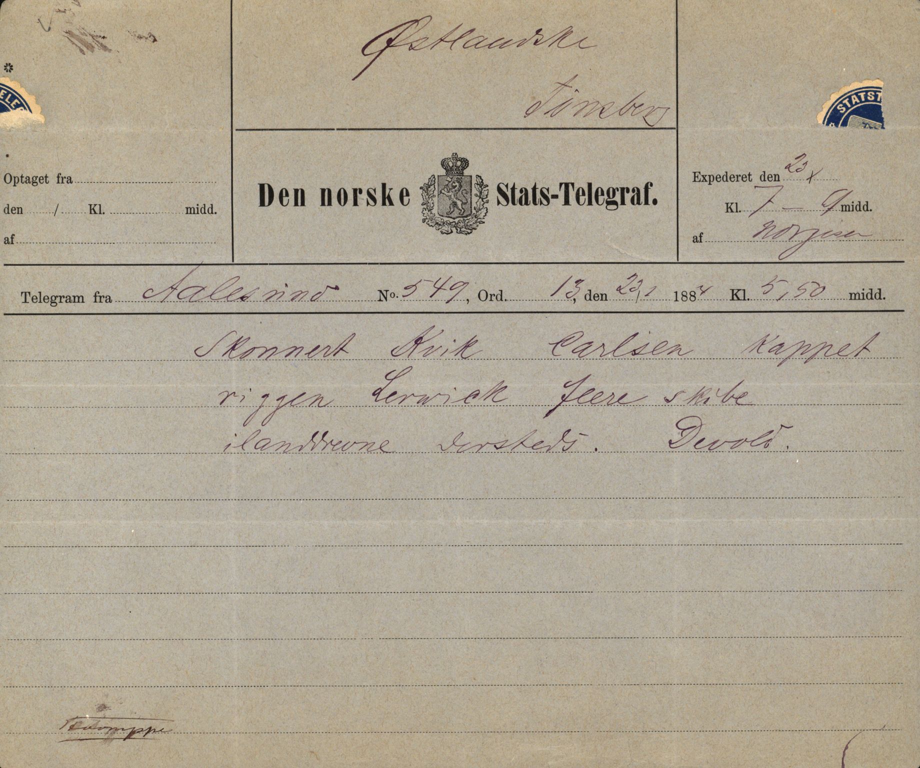 Pa 63 - Østlandske skibsassuranceforening, VEMU/A-1079/G/Ga/L0017/0009: Havaridokumenter / Agnese, Agnes, Adelphia, Kvik, Varnæs, 1884, p. 81