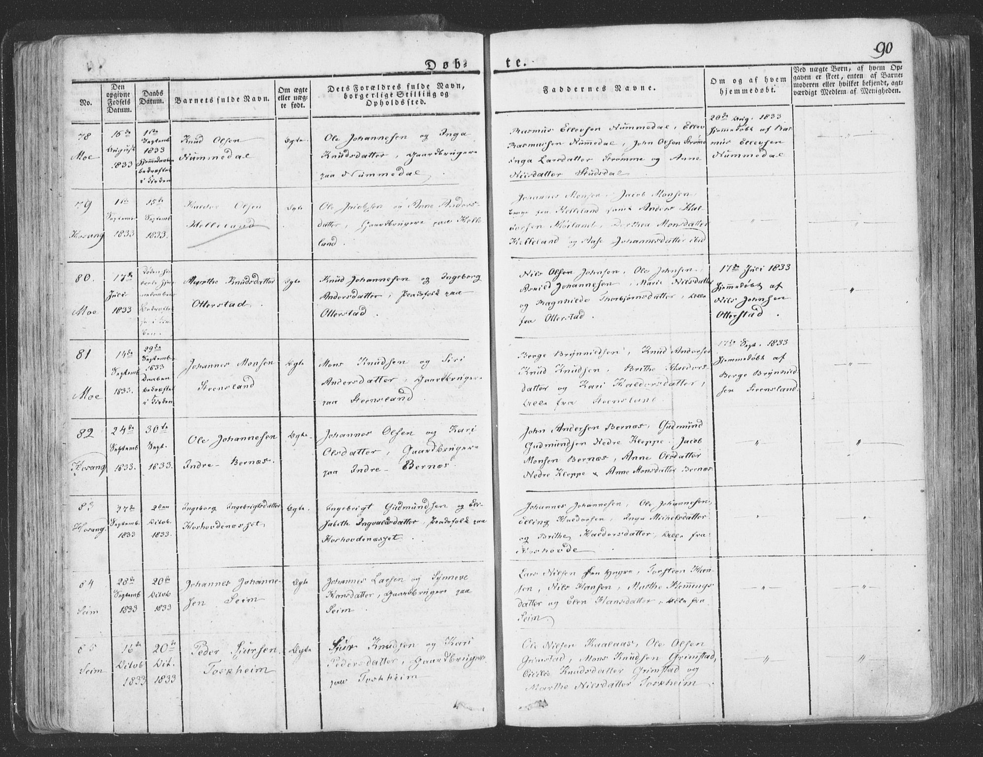 Hosanger sokneprestembete, AV/SAB-A-75801/H/Haa: Parish register (official) no. A 6, 1824-1835, p. 90