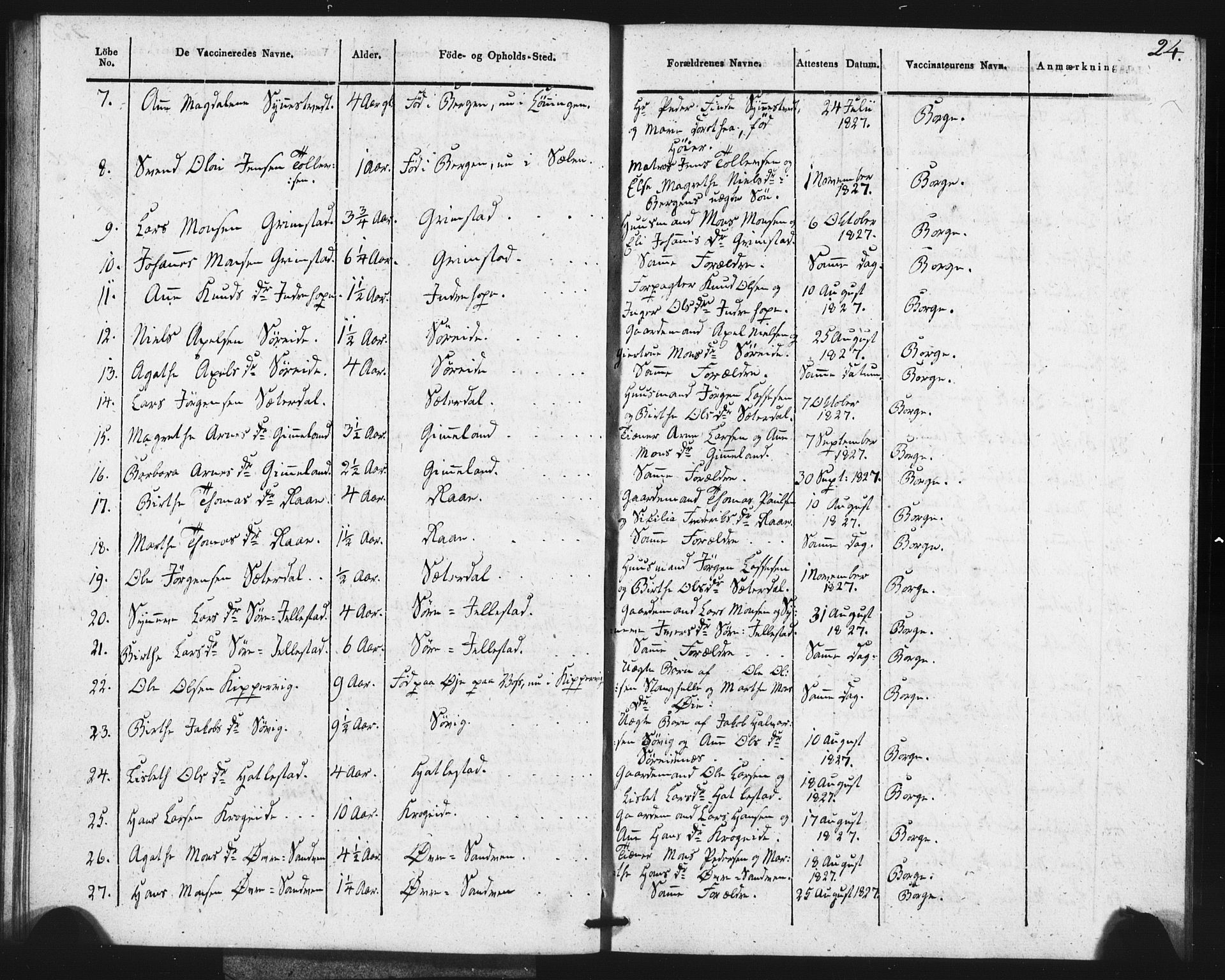 Fana Sokneprestembete, AV/SAB-A-75101/H/Haa/Haaa/L0013: Parish register (official) no. A 13, 1819-1833, p. 24