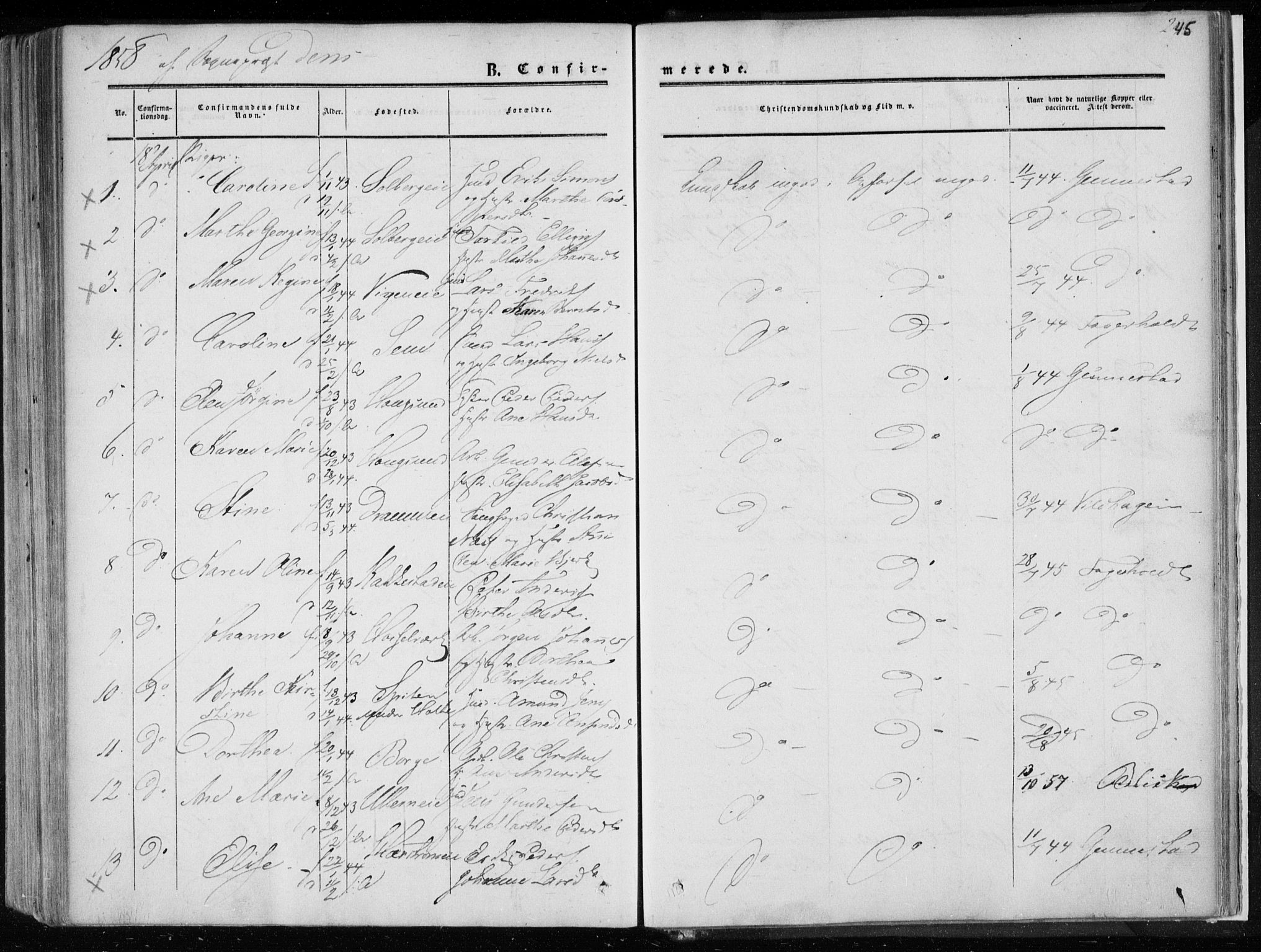 Eiker kirkebøker, AV/SAKO-A-4/F/Fa/L0015a: Parish register (official) no. I 15A, 1854-1860, p. 245