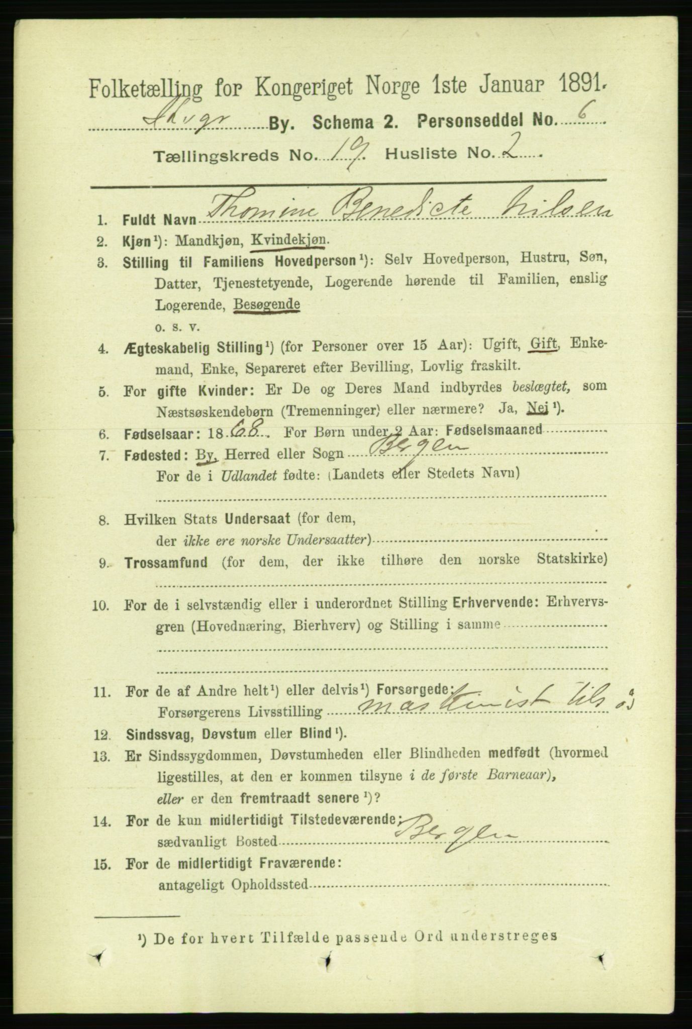 RA, 1891 census for 1103 Stavanger, 1891, p. 22461