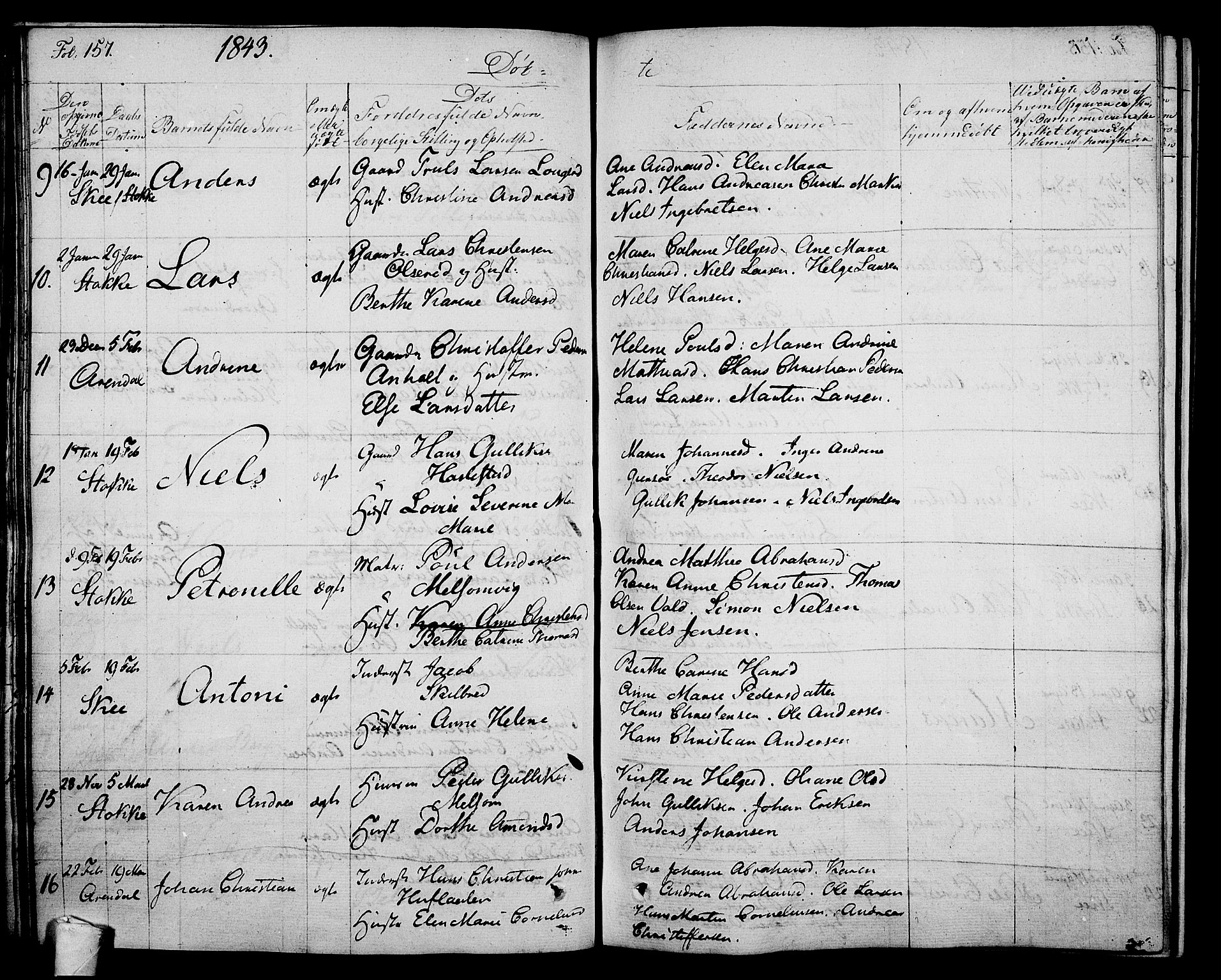 Stokke kirkebøker, SAKO/A-320/F/Fa/L0006: Parish register (official) no. I 6, 1826-1843, p. 157