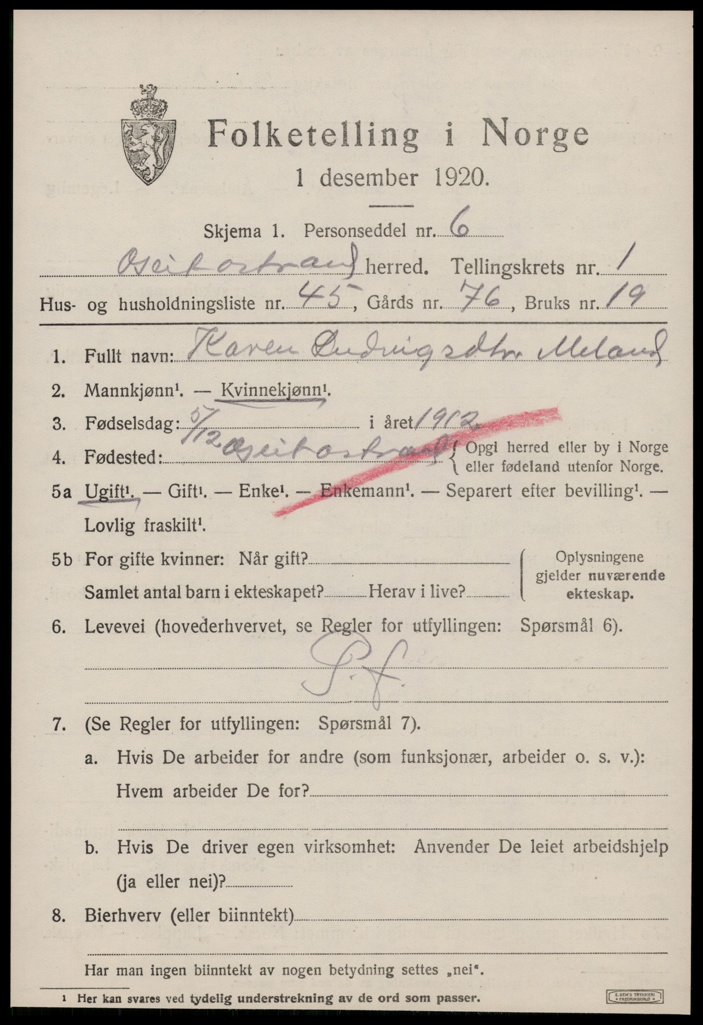 SAT, 1920 census for Geitastrand, 1920, p. 813