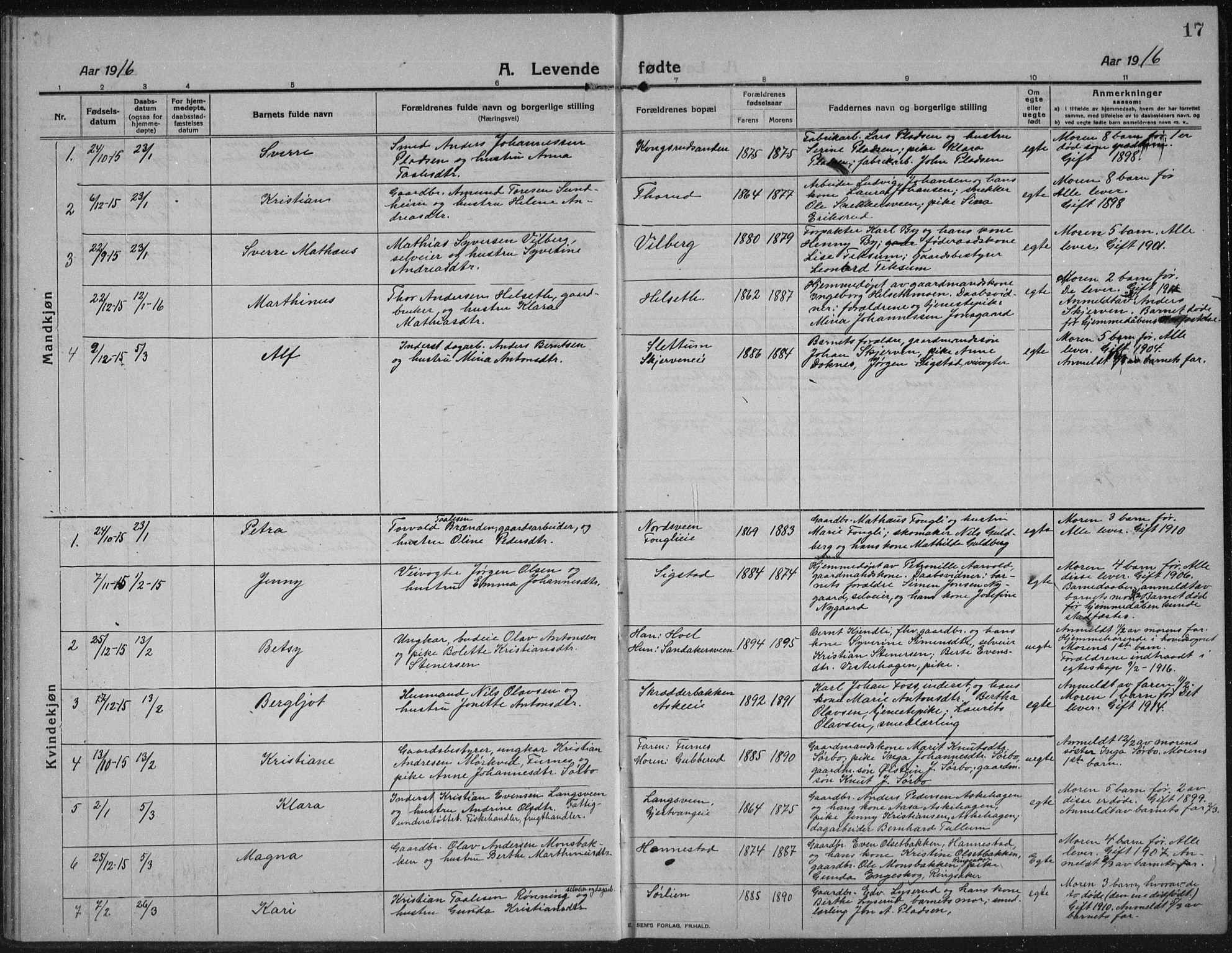 Nes prestekontor, Hedmark, SAH/PREST-020/L/La/L0009: Parish register (copy) no. 9, 1913-1936, p. 17