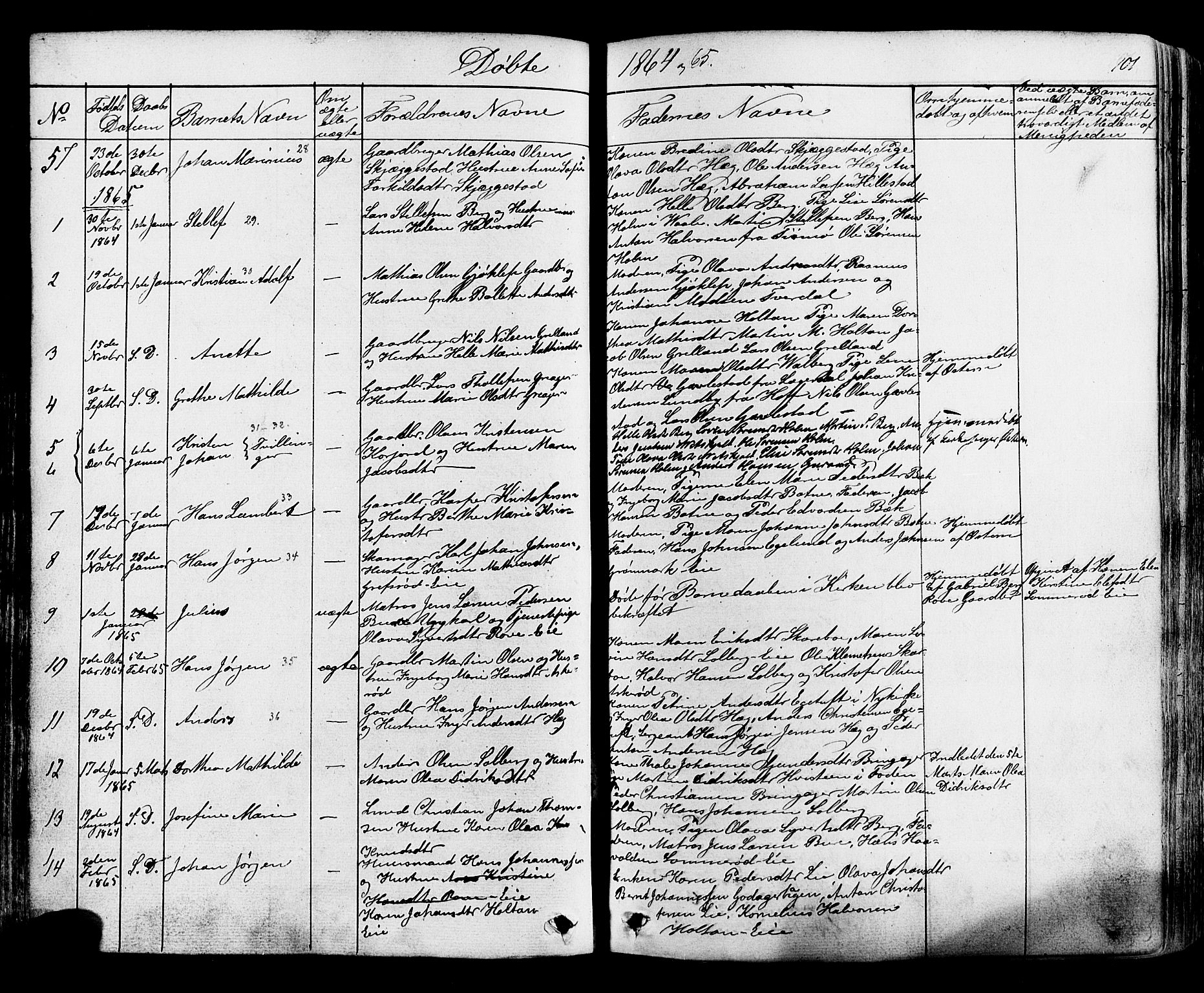 Botne kirkebøker, AV/SAKO-A-340/F/Fa/L0006: Parish register (official) no. I 6, 1836-1877, p. 101