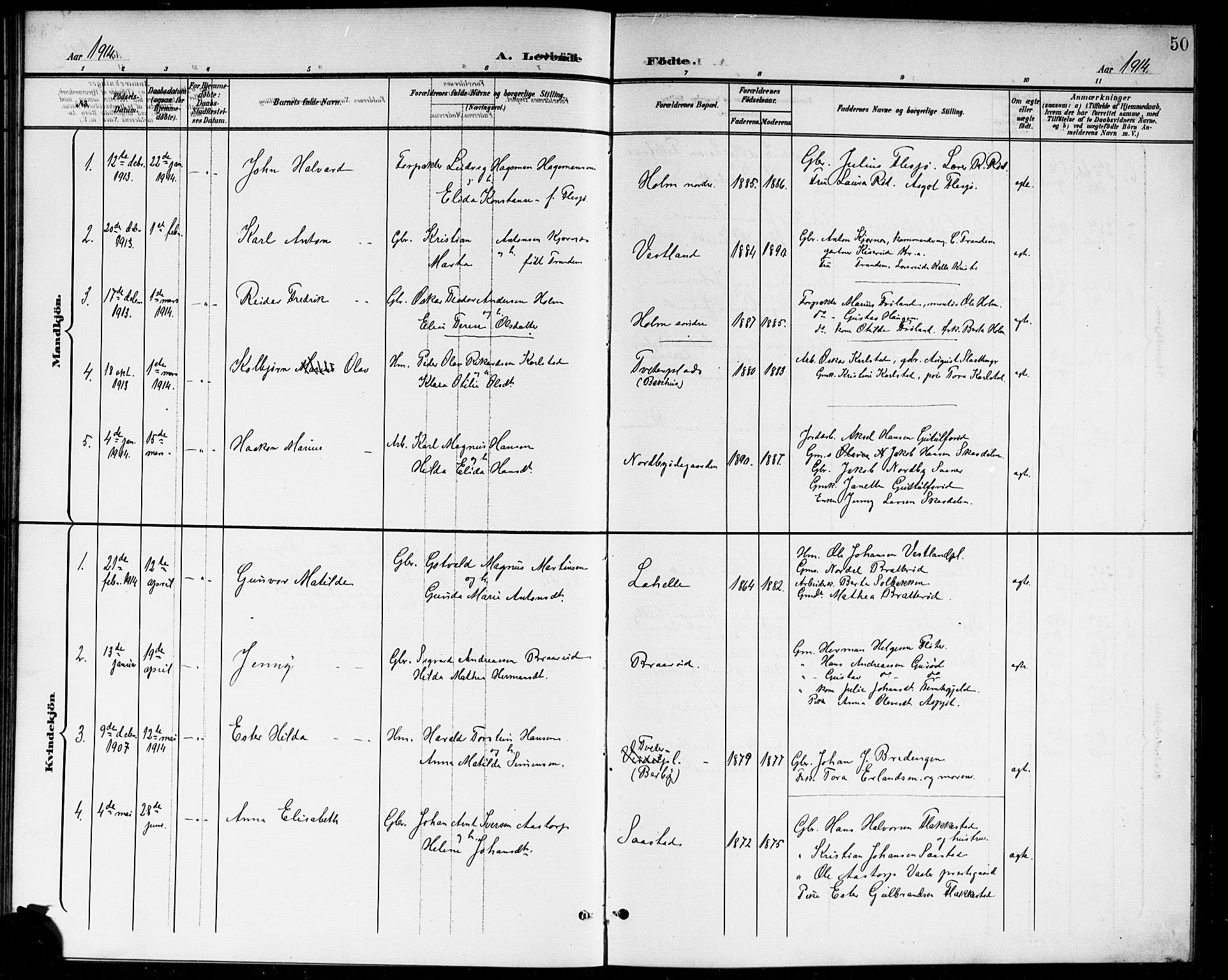 Våler prestekontor Kirkebøker, SAO/A-11083/G/Ga/L0004: Parish register (copy) no. I 4, 1901-1914, p. 50