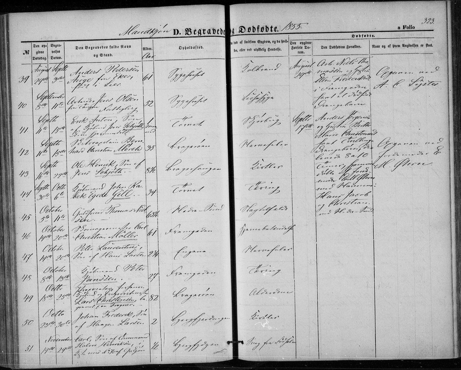 Bragernes kirkebøker, SAKO/A-6/F/Fb/L0002: Parish register (official) no. II 2, 1848-1859, p. 323