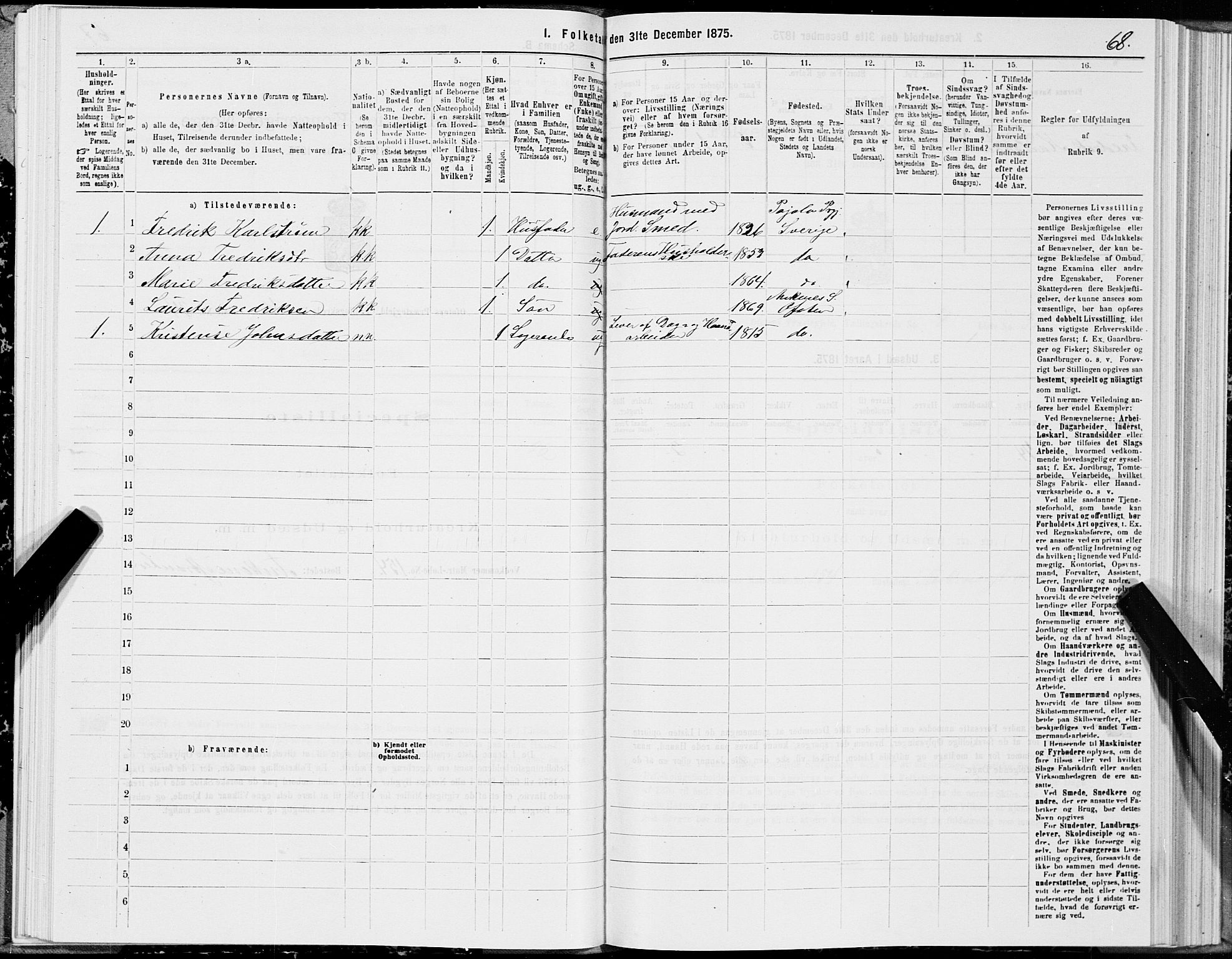 SAT, 1875 census for 1853P Ofoten, 1875, p. 3068