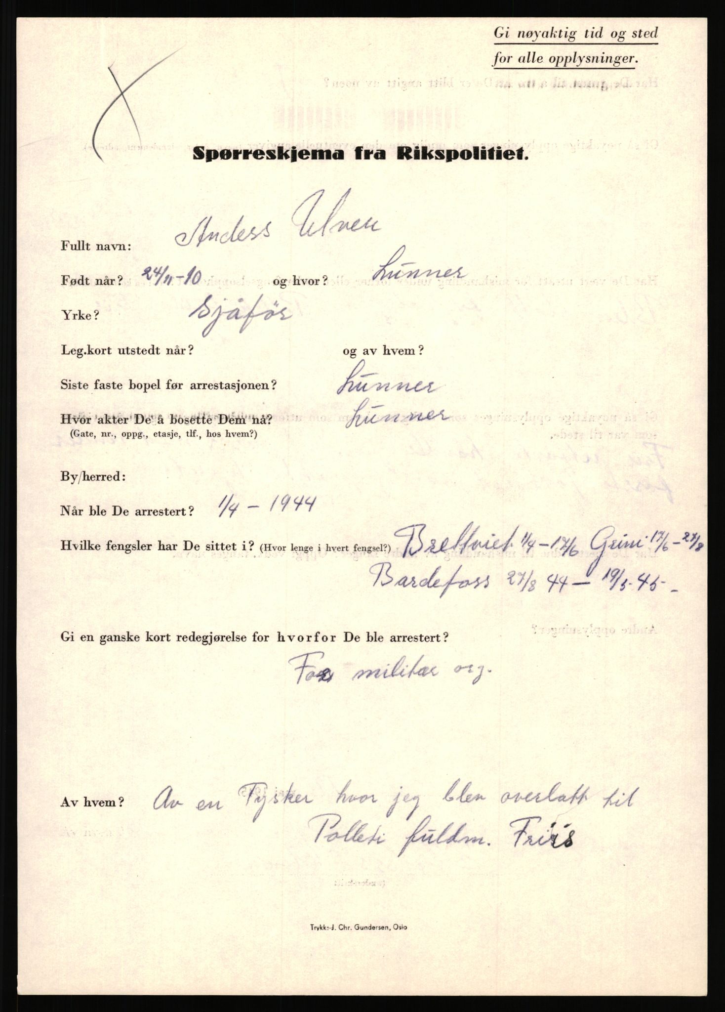 Rikspolitisjefen, AV/RA-S-1560/L/L0017: Tidemann, Hermann G. - Veum, Tjostolv, 1940-1945, p. 740