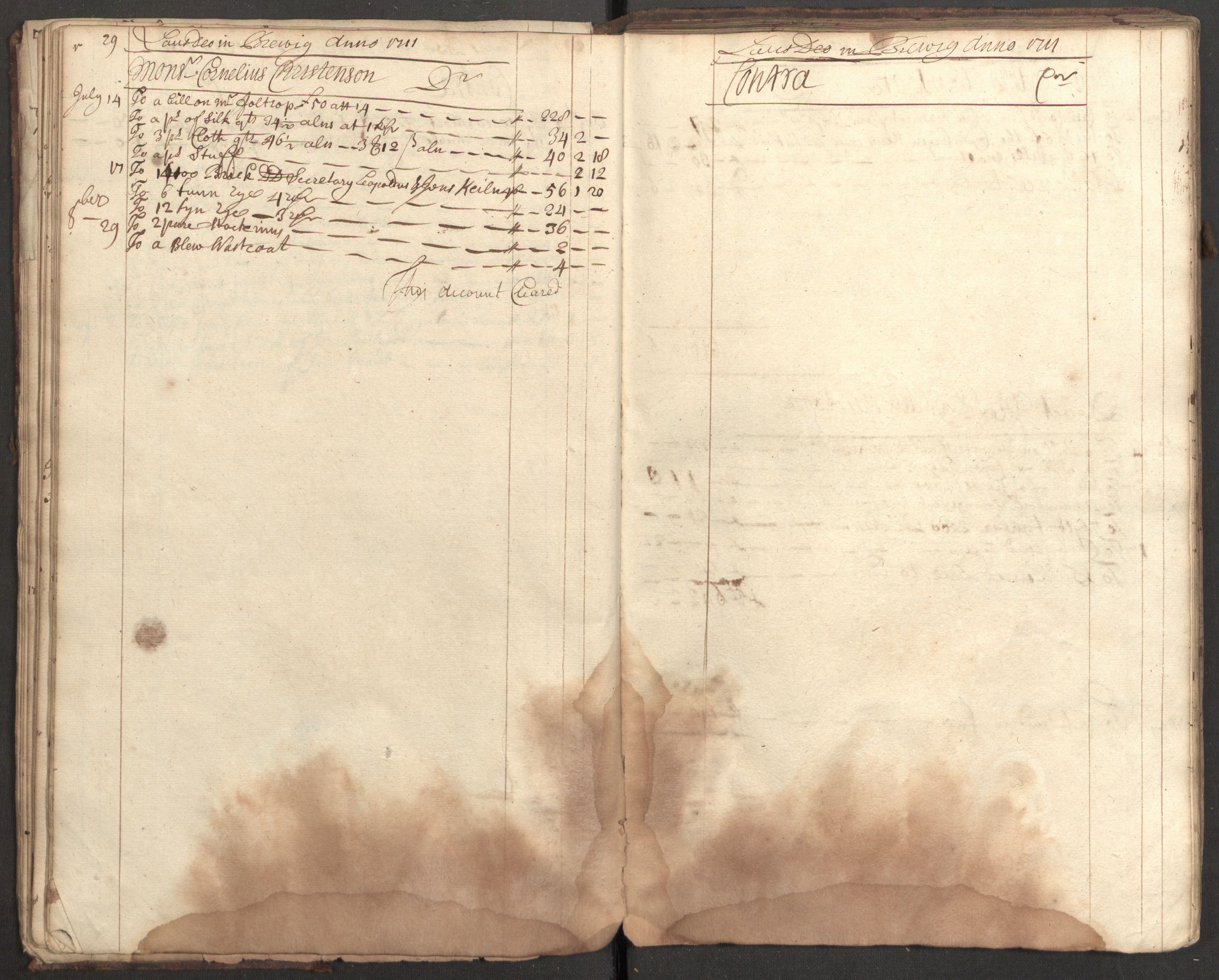 Bowman, James, RA/PA-0067/F/L0002/0001: Kontobok og skiftepapirer / James Bowmans kontobok, 1708-1728, p. 31