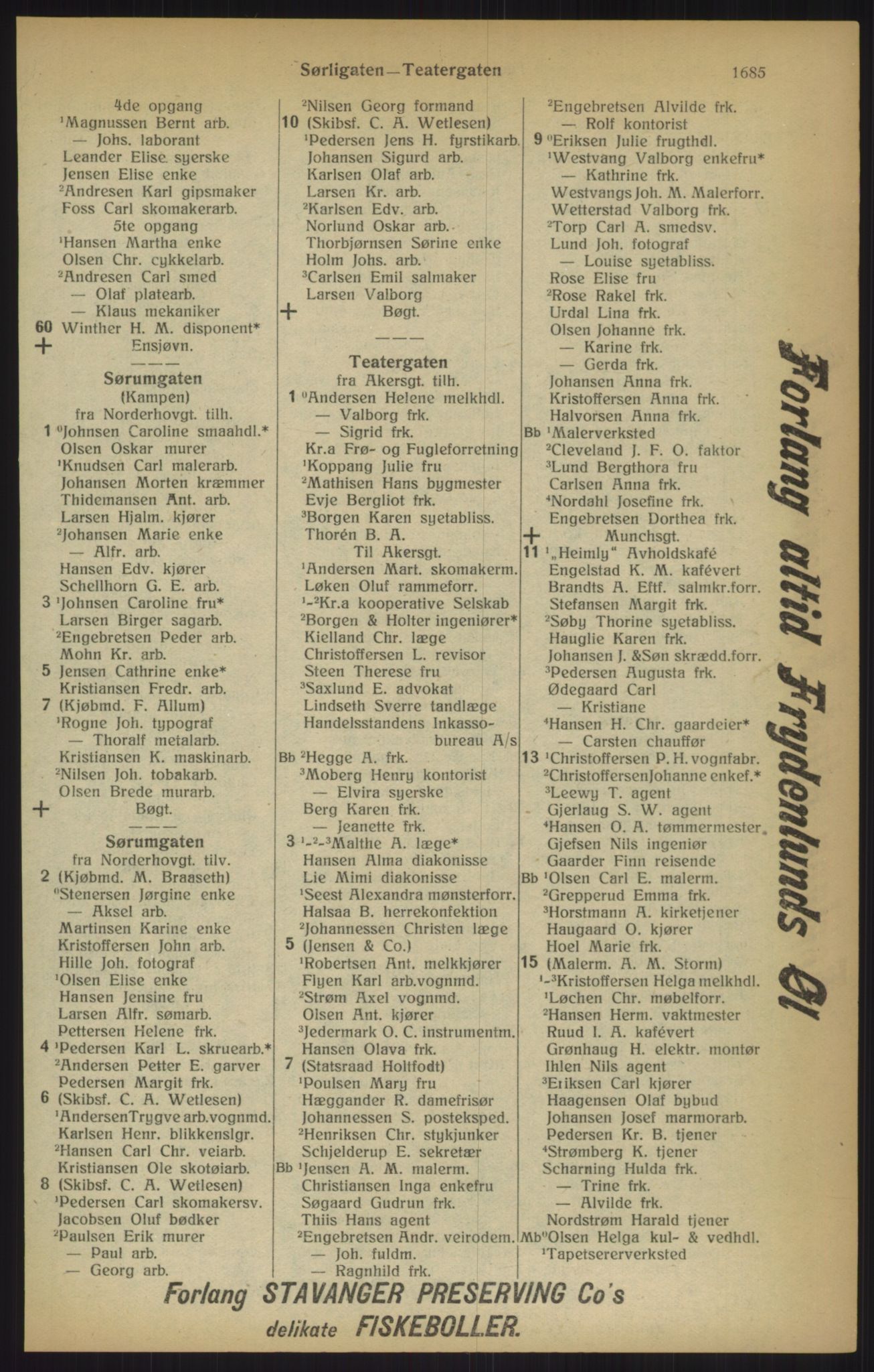 Kristiania/Oslo adressebok, PUBL/-, 1915, p. 1685