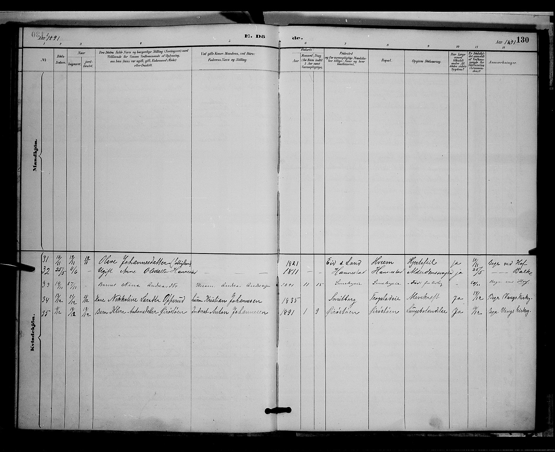 Østre Toten prestekontor, SAH/PREST-104/H/Ha/Hab/L0005: Parish register (copy) no. 5, 1884-1893, p. 130