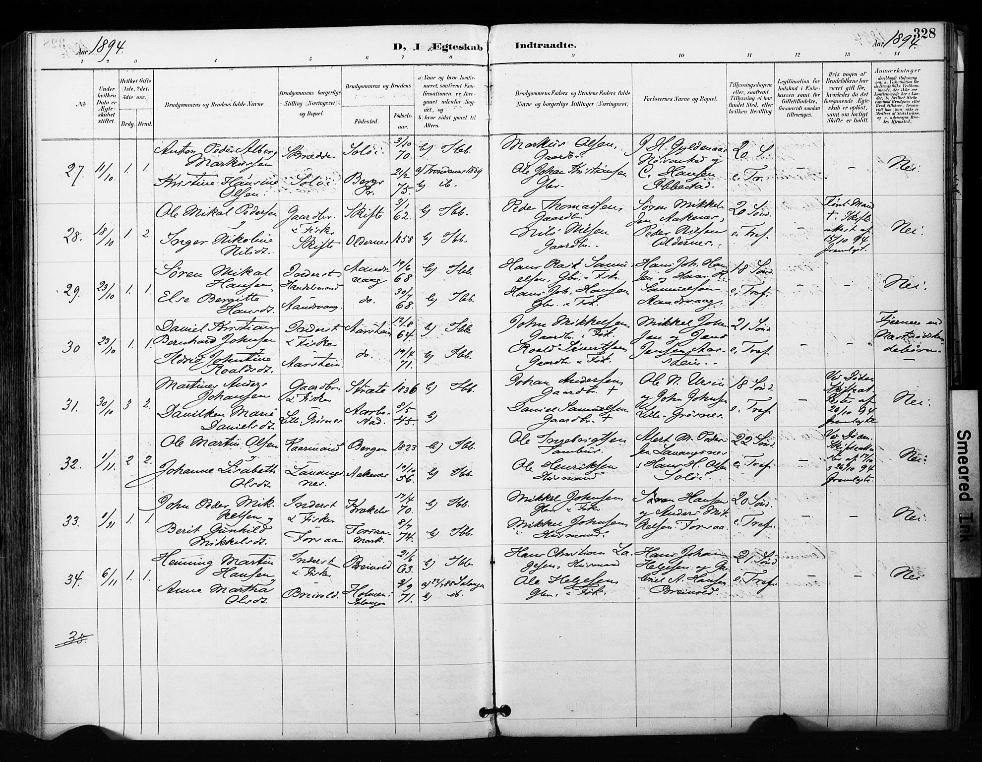 Ibestad sokneprestembete, SATØ/S-0077/H/Ha/Haa/L0012kirke: Parish register (official) no. 12, 1890-1900, p. 328
