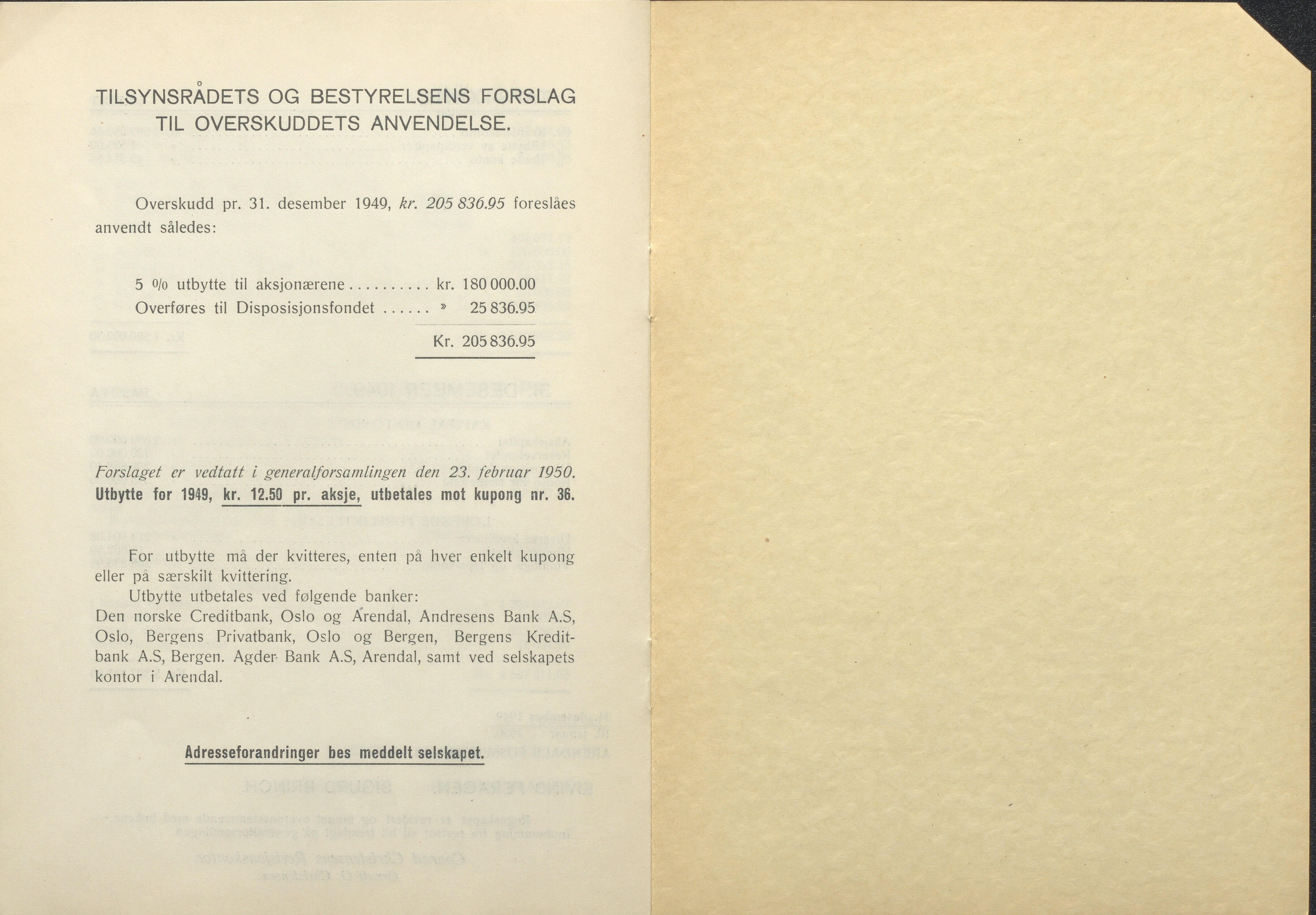 Arendals Fossekompani, AAKS/PA-2413/X/X01/L0001/0012: Beretninger, regnskap, balansekonto, gevinst- og tapskonto / Beretning, regnskap 1945 - 1962, 1945-1962, p. 30