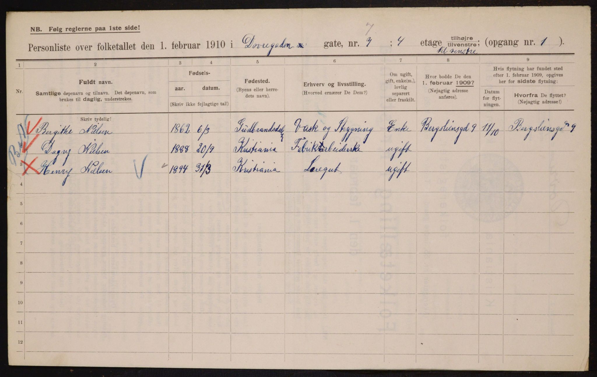 OBA, Municipal Census 1910 for Kristiania, 1910, p. 15536