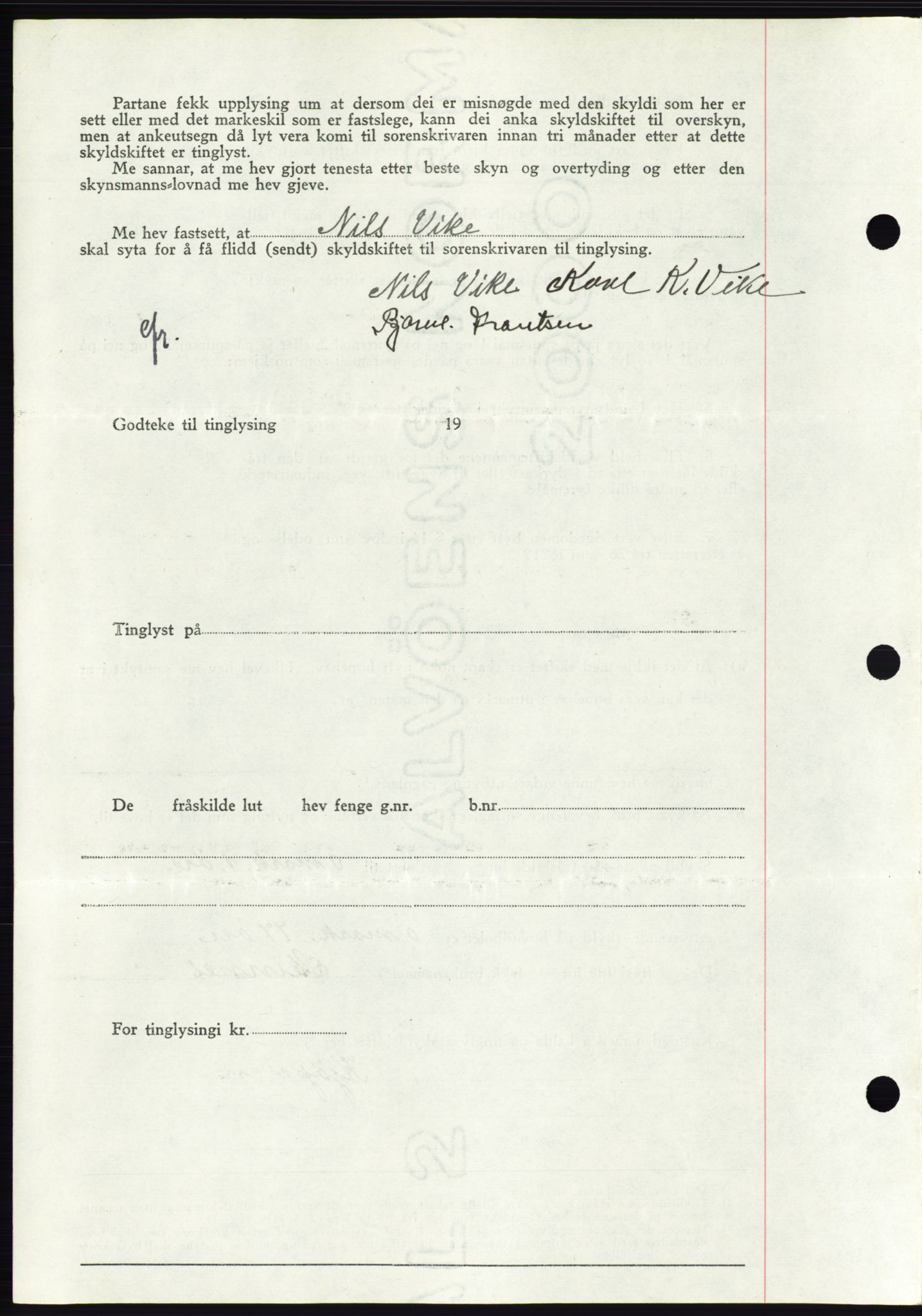 Søre Sunnmøre sorenskriveri, AV/SAT-A-4122/1/2/2C/L0076: Mortgage book no. 2A, 1943-1944, Diary no: : 382/1944