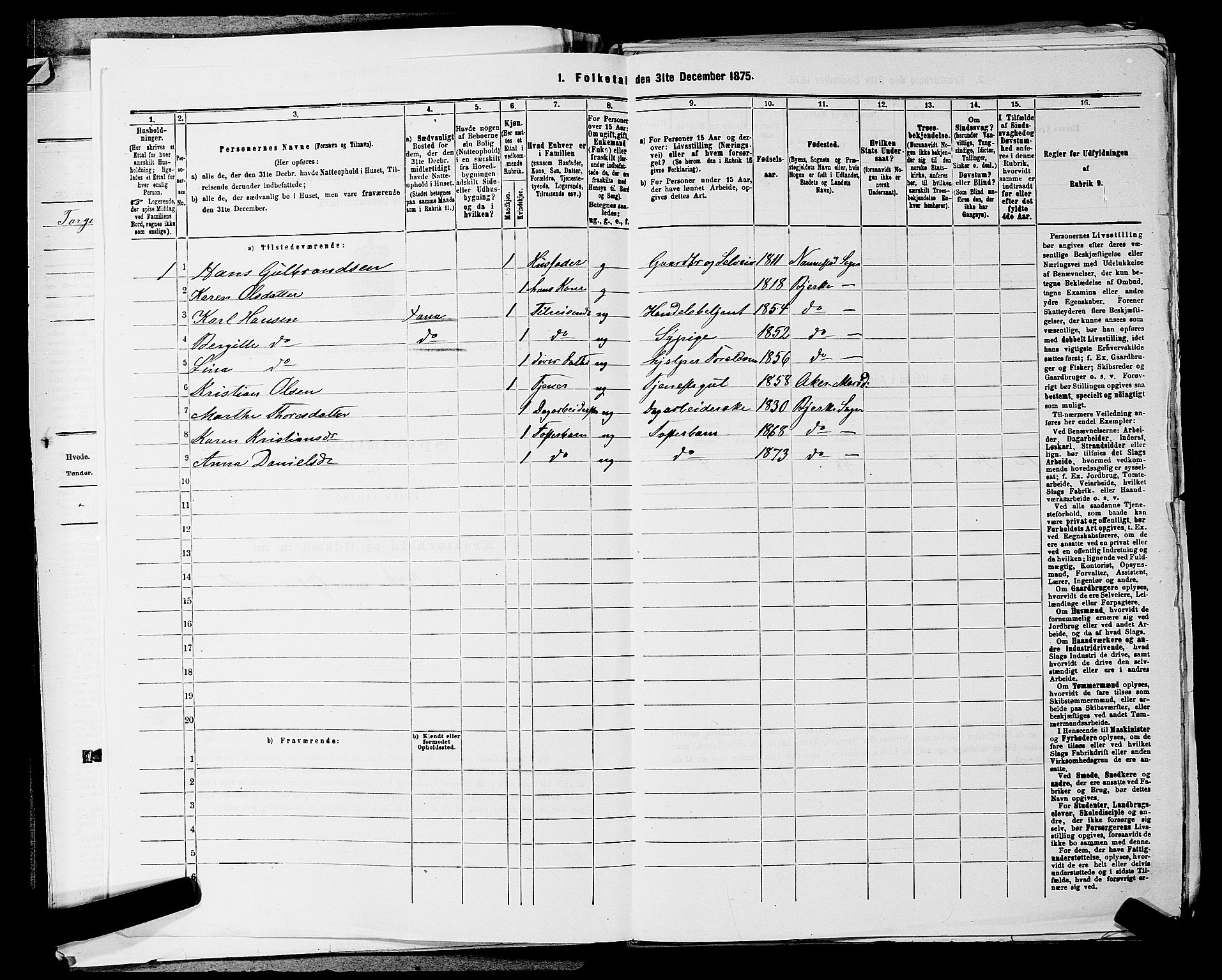 RA, 1875 census for 0238P Nannestad, 1875, p. 1000