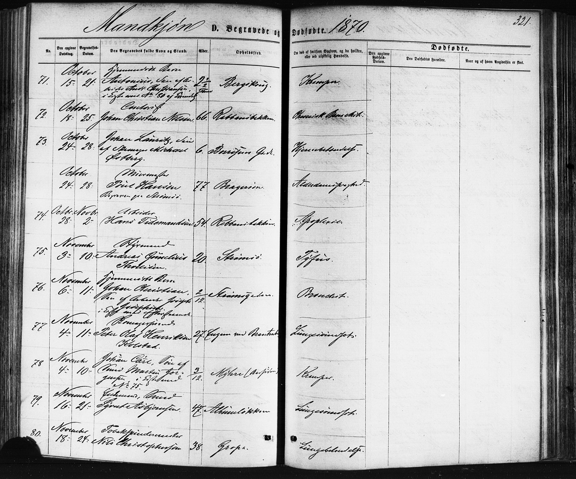 Bragernes kirkebøker, AV/SAKO-A-6/F/Fb/L0004: Parish register (official) no. II 4, 1869-1875, p. 321