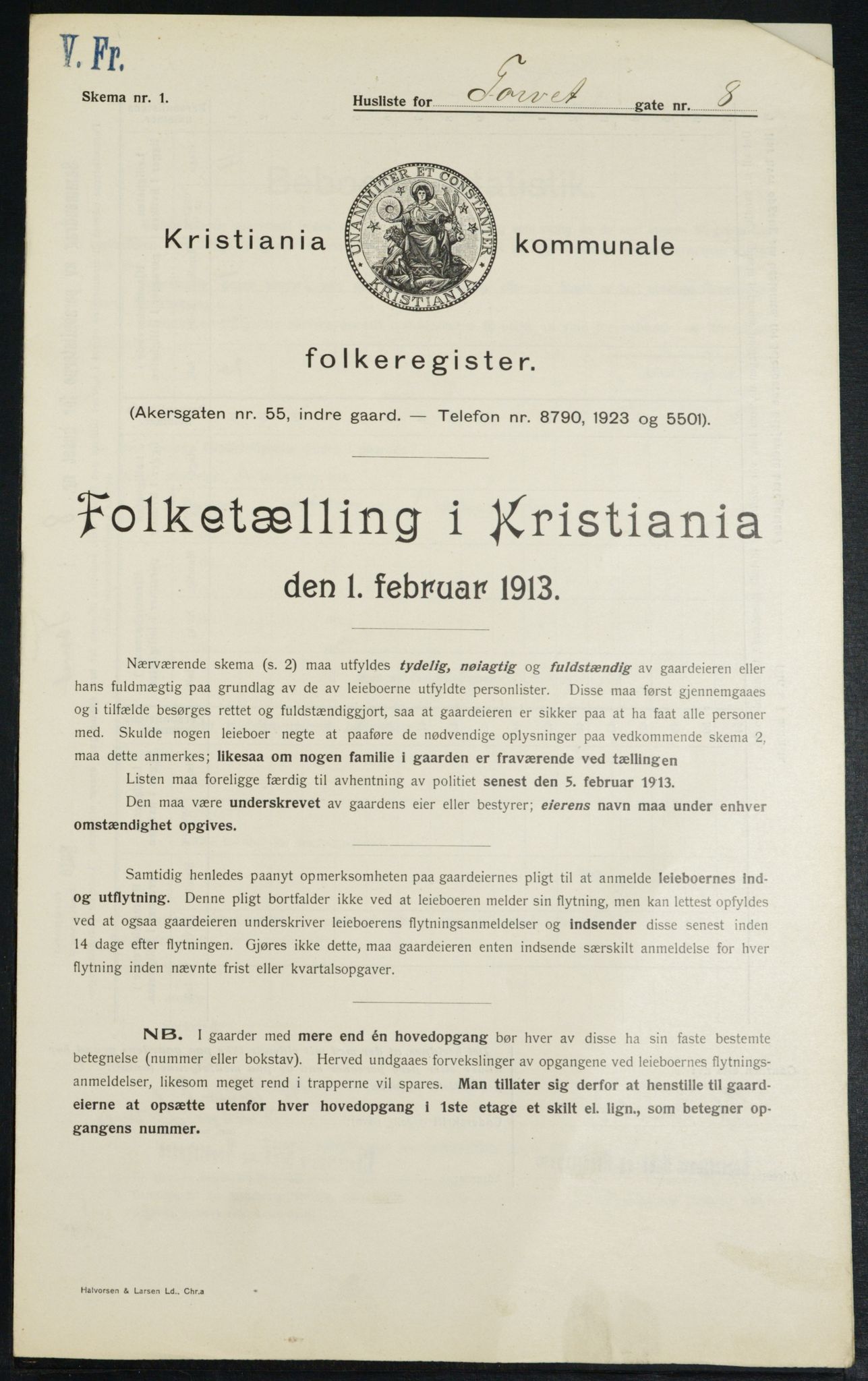 OBA, Municipal Census 1913 for Kristiania, 1913, p. 103700