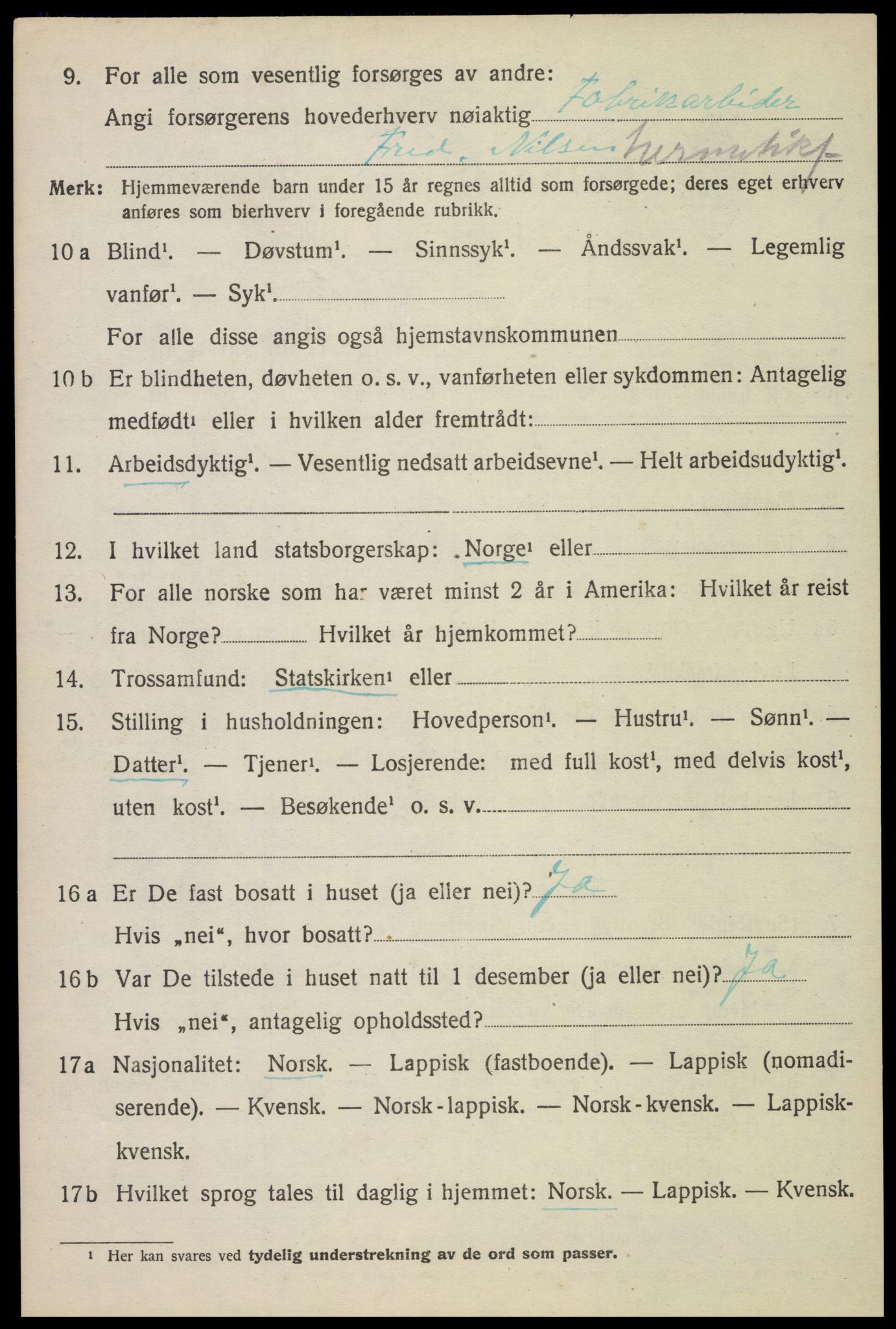 SAT, 1920 census for Bø, 1920, p. 6033