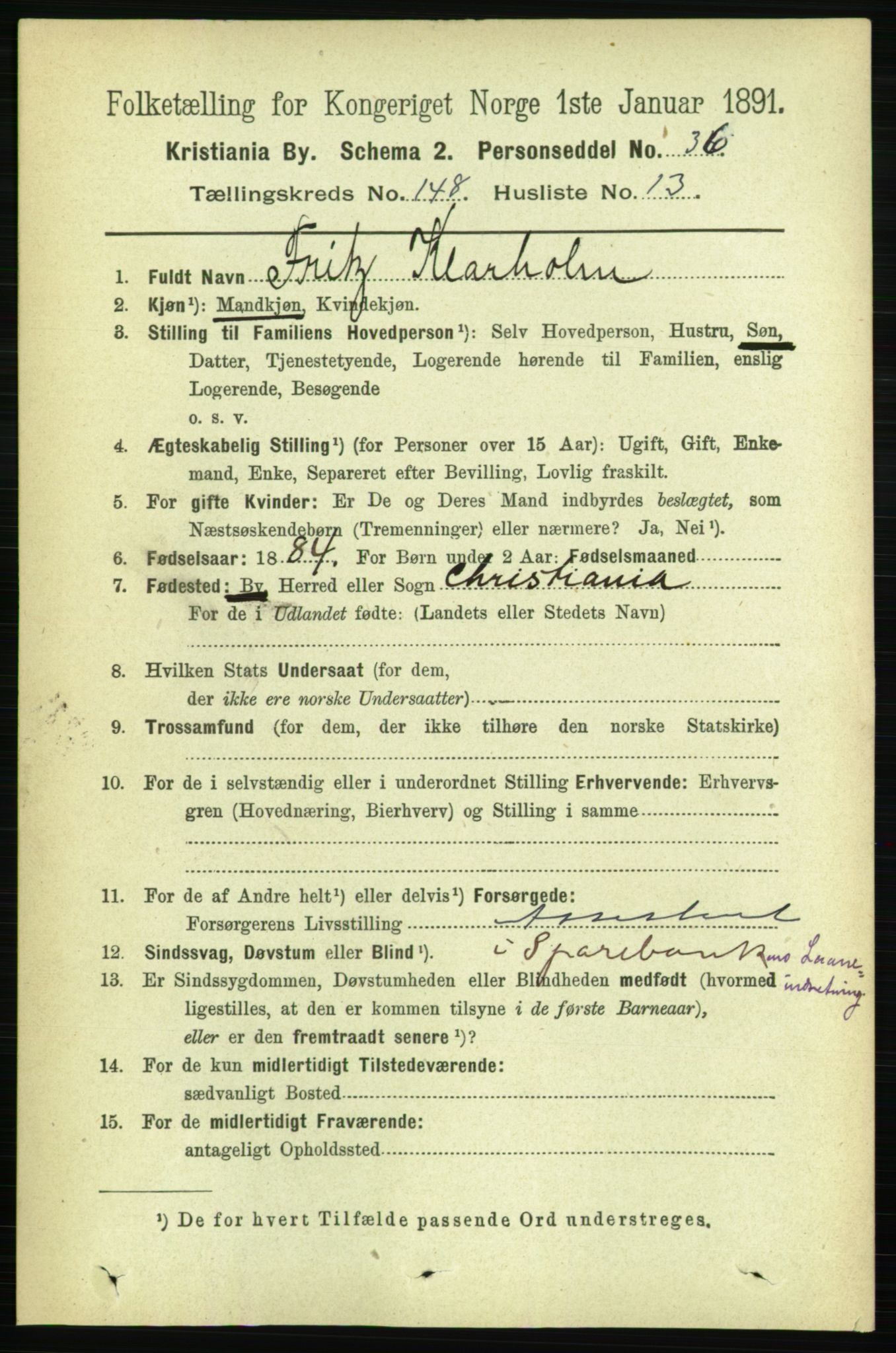 RA, 1891 census for 0301 Kristiania, 1891, p. 82442