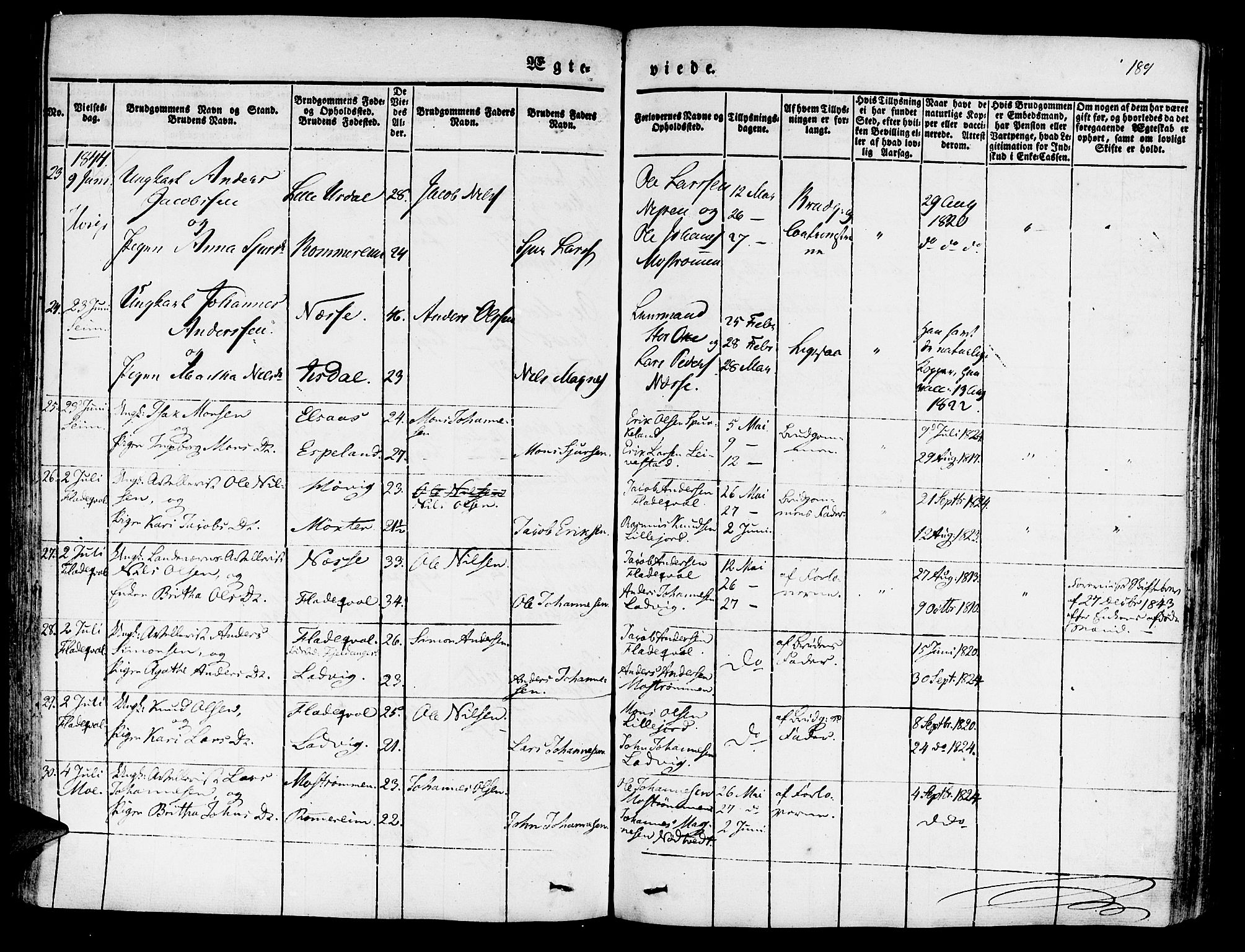 Hosanger sokneprestembete, AV/SAB-A-75801/H/Haa: Parish register (official) no. A 7, 1835-1848, p. 189