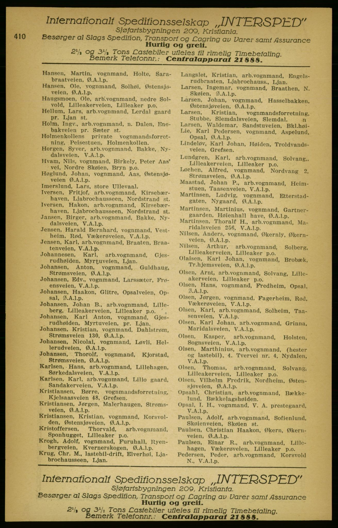 Aker adressebok/adressekalender, PUBL/001/A/003: Akers adressekalender, 1924-1925, p. 410
